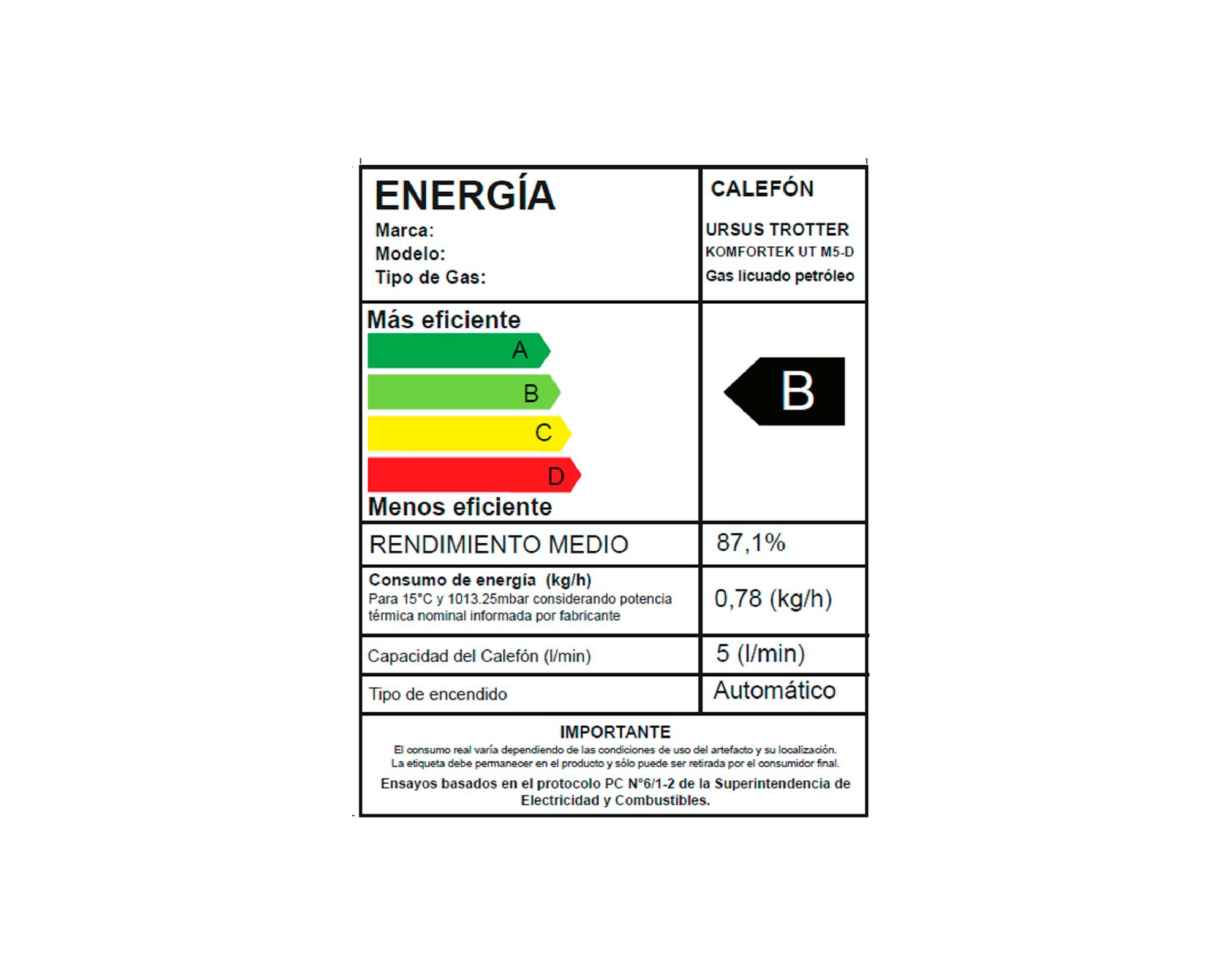 Calefón Komfortek UT M5-D GL 5 lt Tiro natural Gas licuado-7