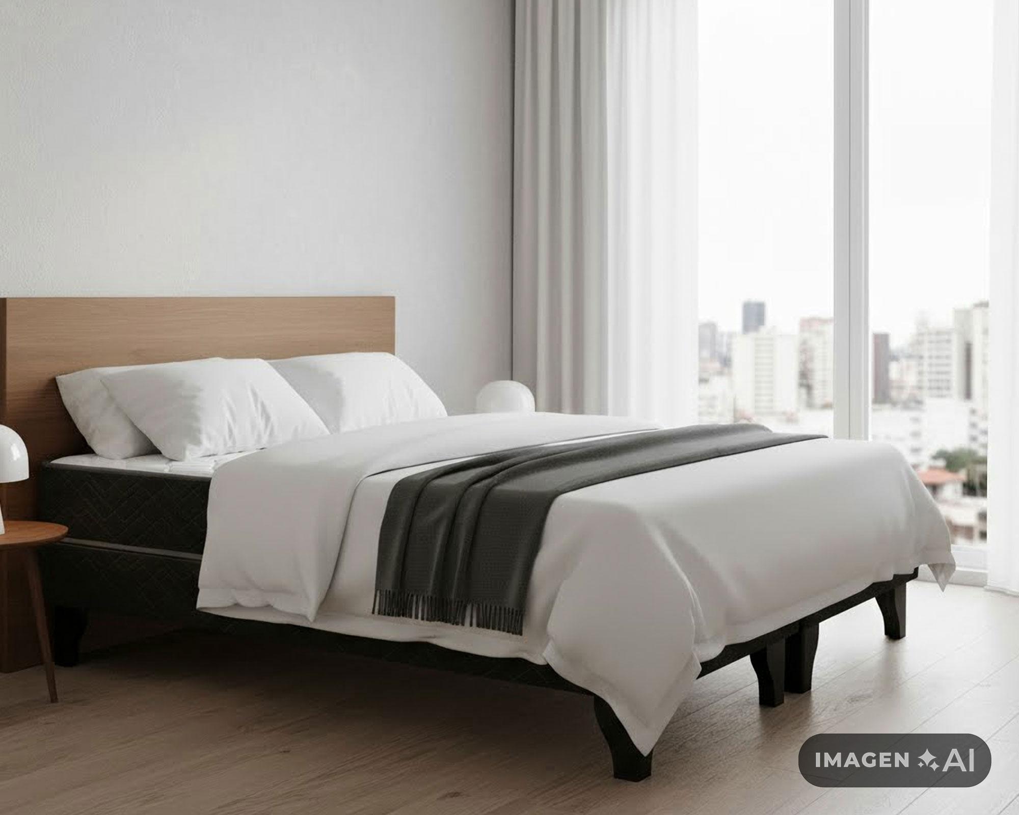 Cama europea Aura 2 plazas base dividida + pack almohadas-5