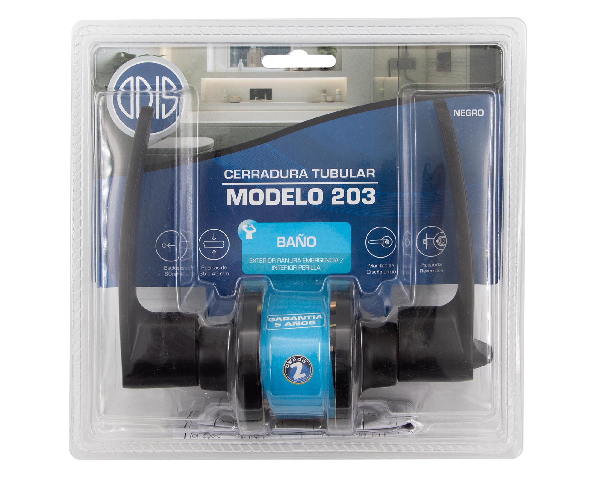 Cerradura tubular manilla 203 baño negro-3