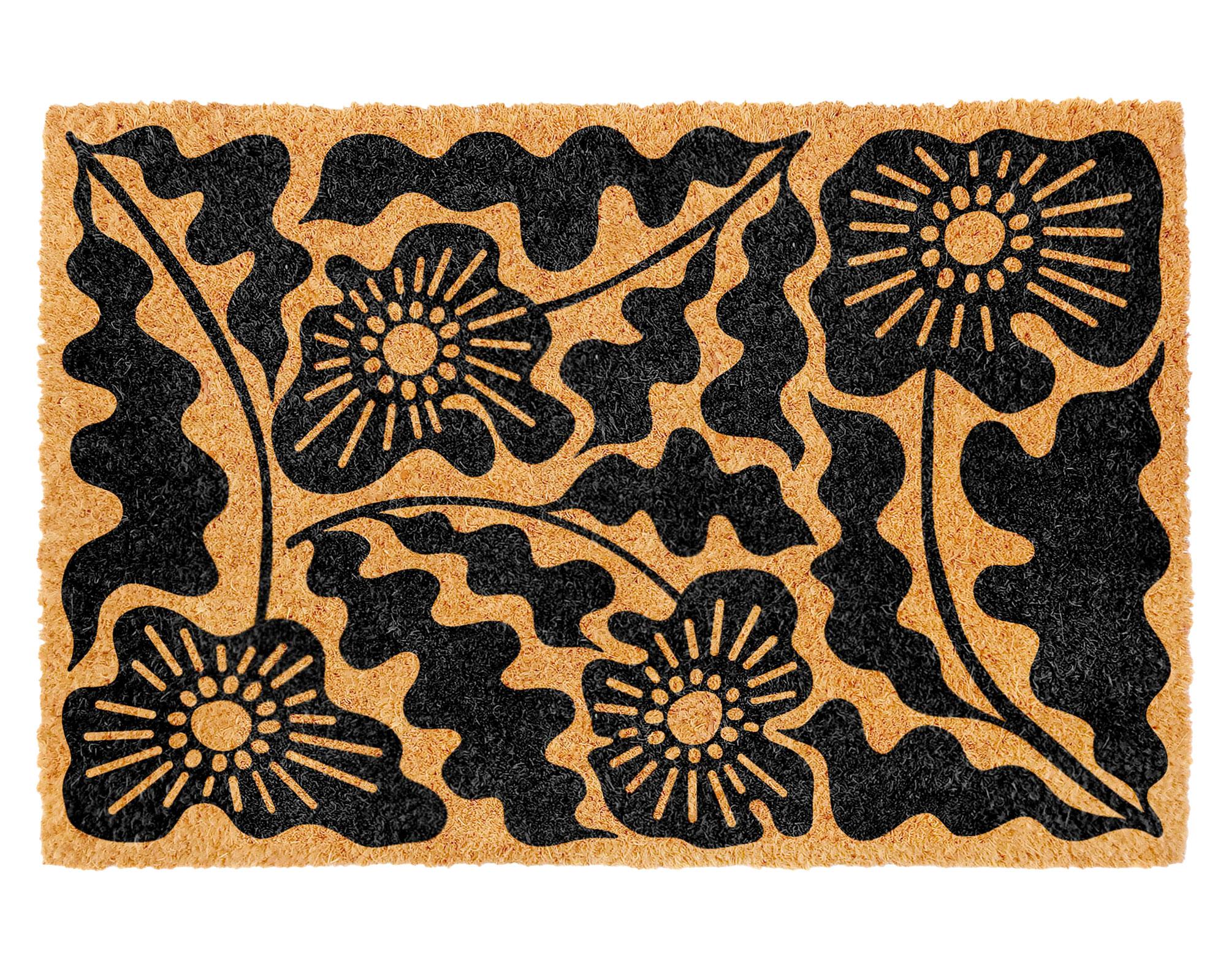 Limpiapiés coco Flores 40x60 cm-0