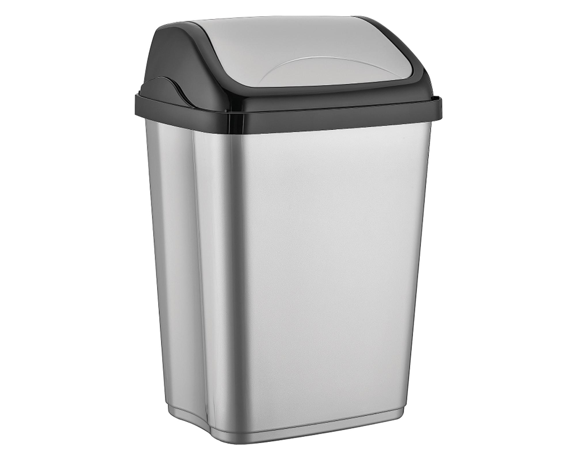 Basurero tapa vaivén plateado 10 lt-0