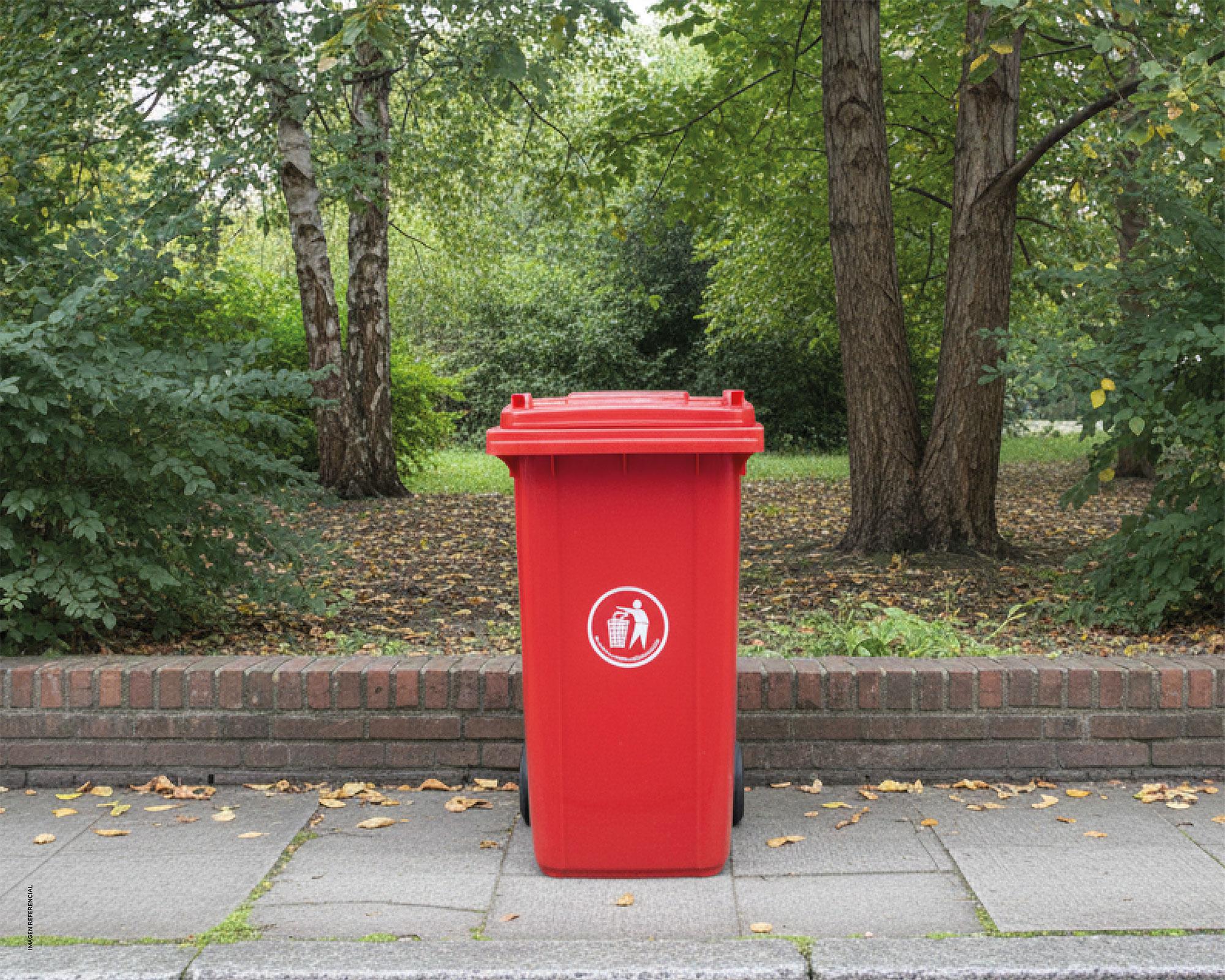 Basurero cuadrado rojo 240 lt-2