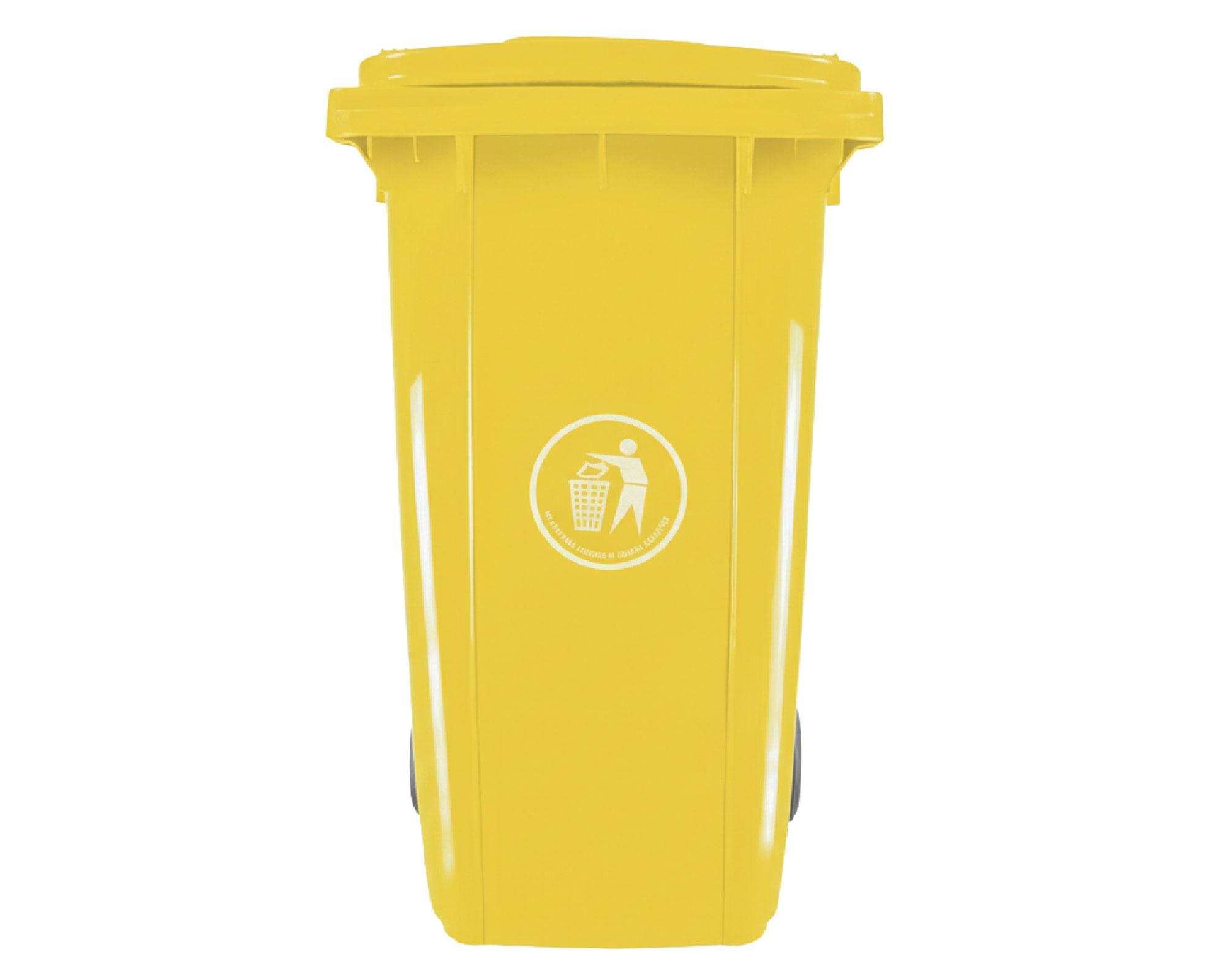 Basurero cuadrado amarillo 240 lt-0