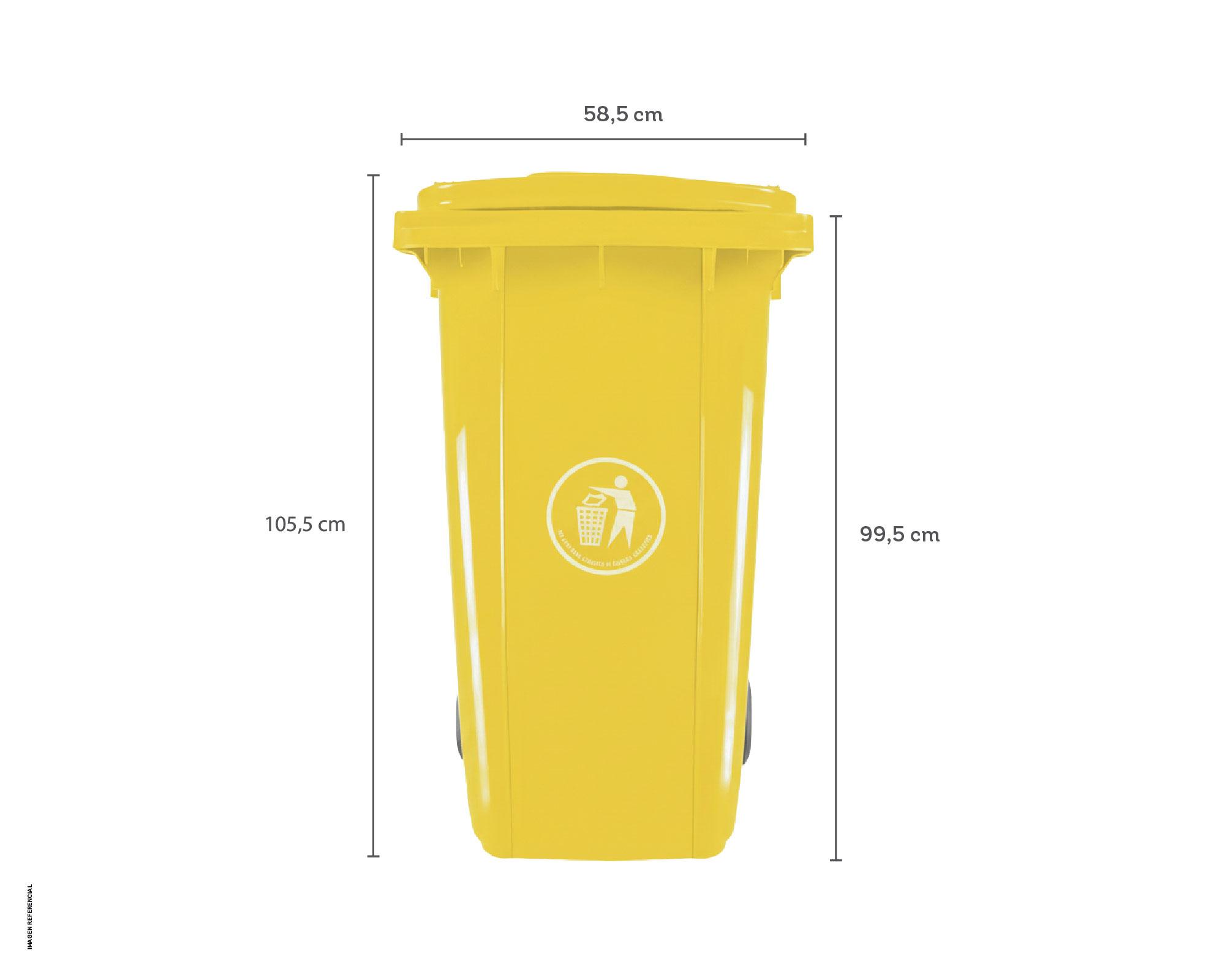 Basurero cuadrado amarillo 240 lt-4