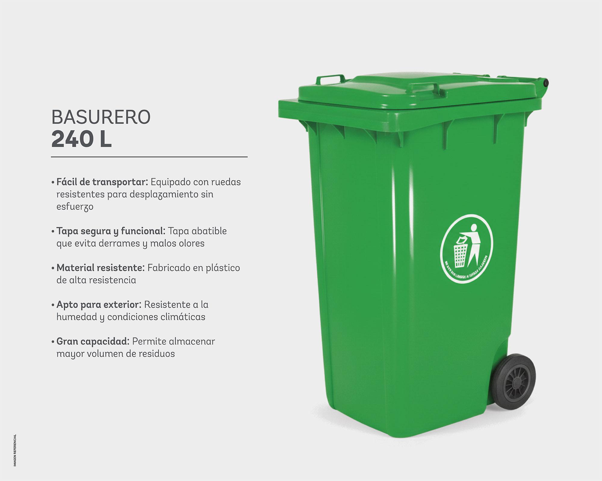 Basurero cuadrado verde 240 lt-3