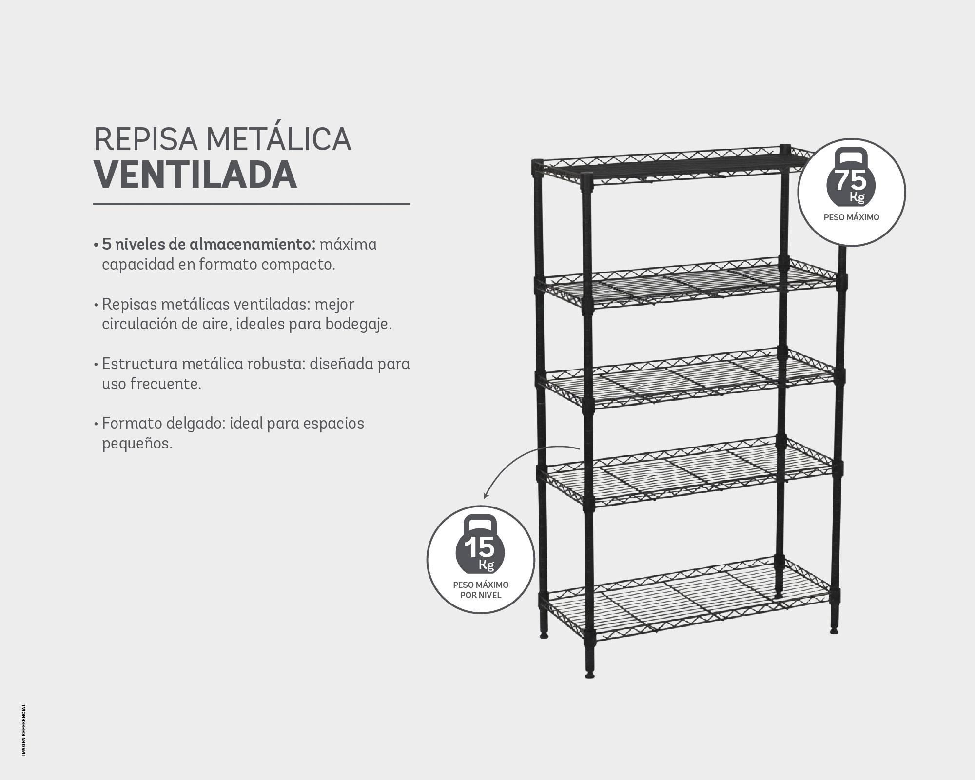 Repisa 5 Niveles negro 160x60x35 cm-5