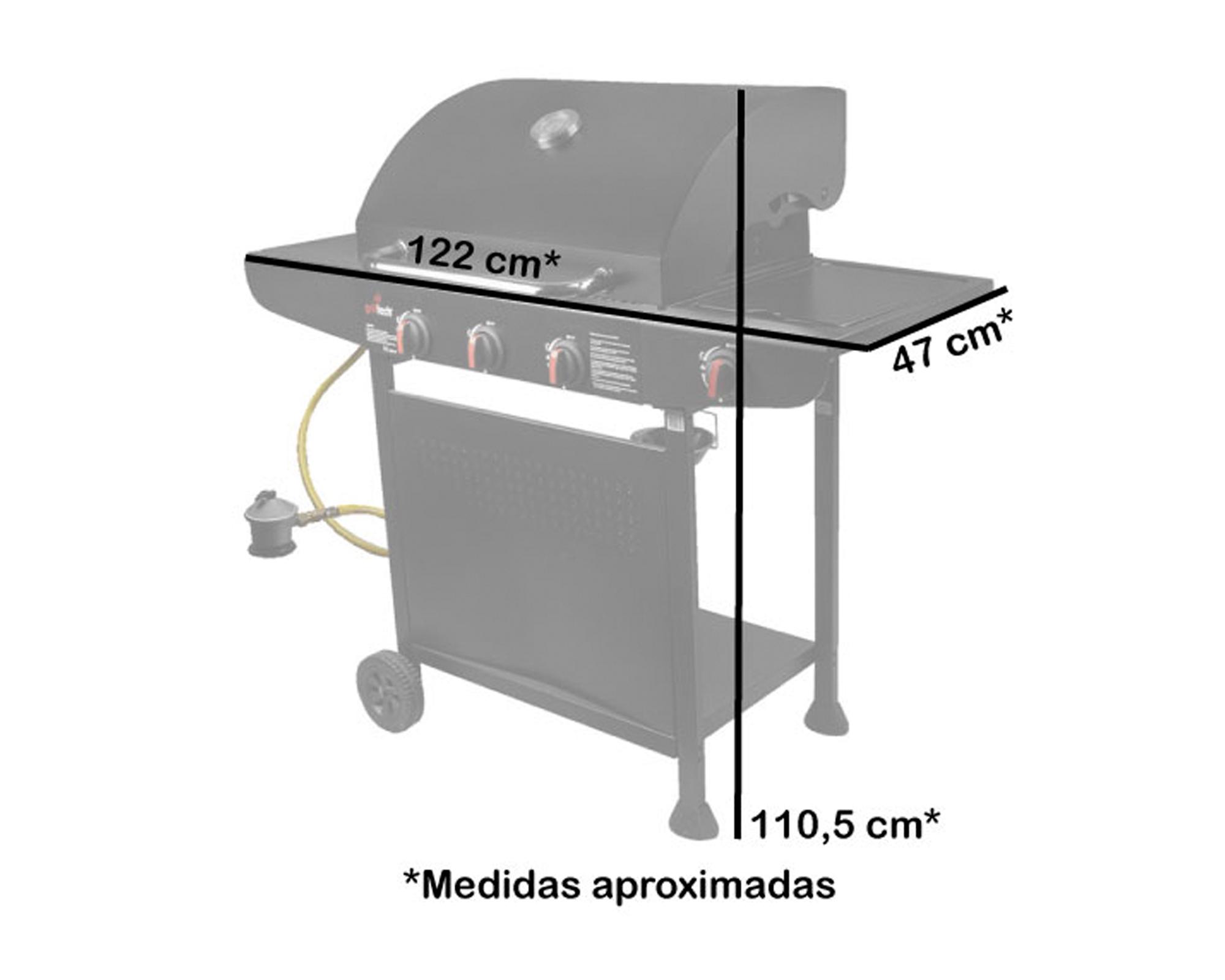 Parrilla a gas 3 quemadores + 1 quemador lateral-4