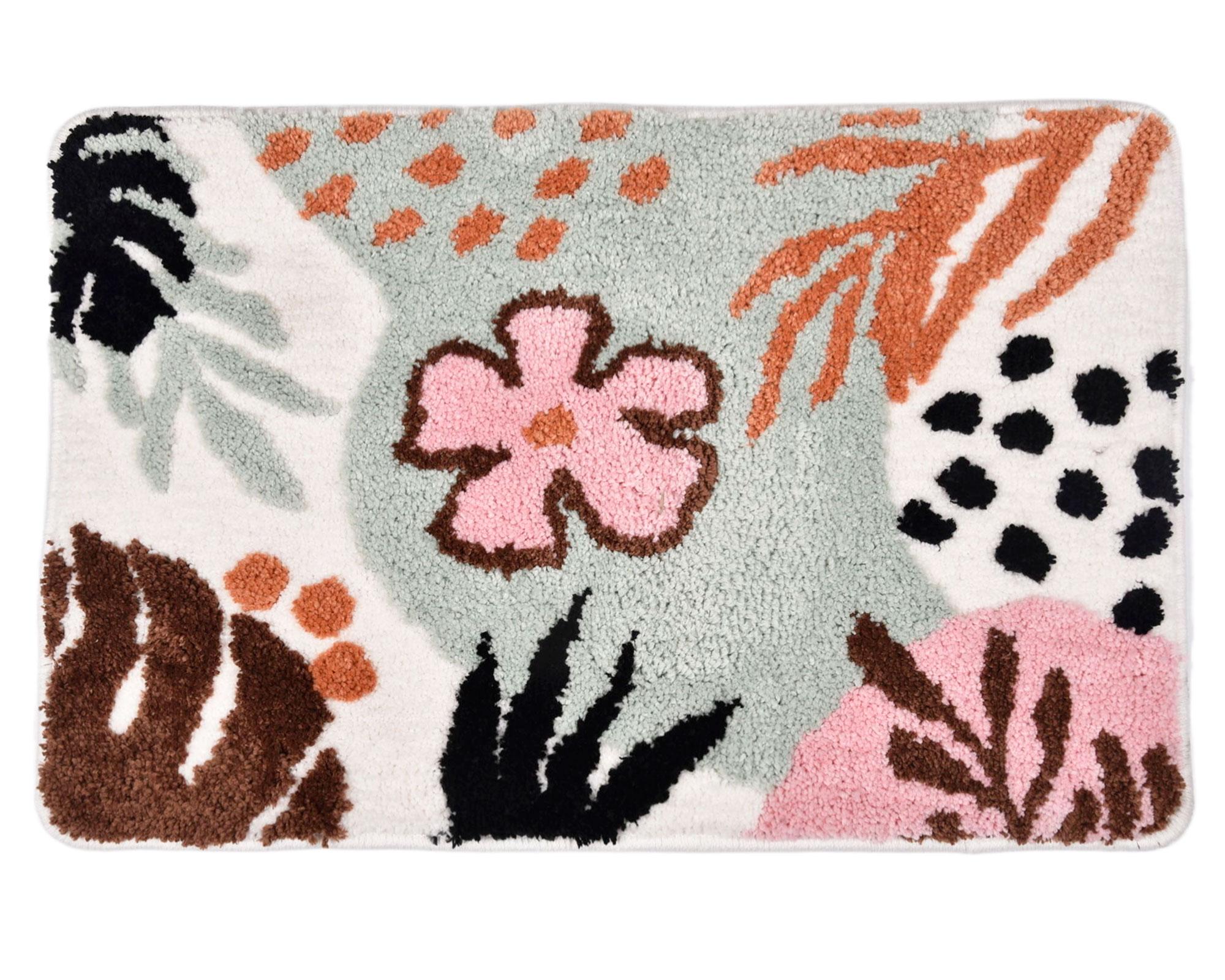 Tapete piso Flor hojas 40x60 cm-0