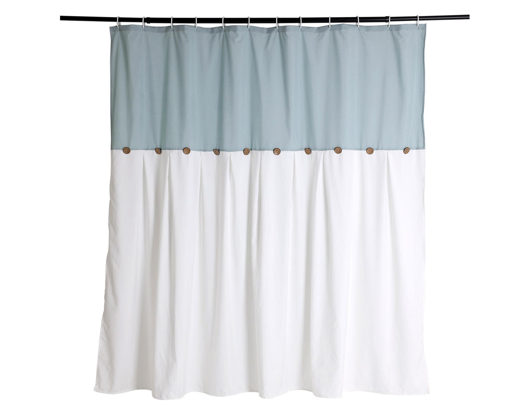 Cortina baño Botones azul/blanco 180x180 cm-1