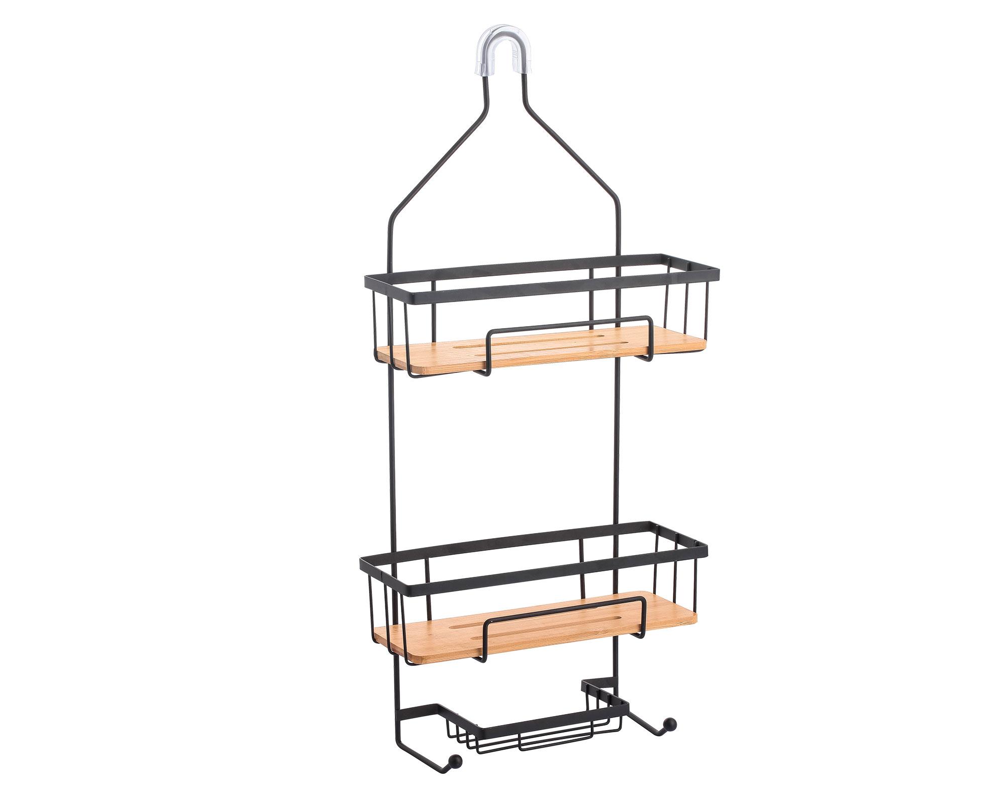 Organizador ducha colgante 61x28.1x11.5 cm negro/bambú-0