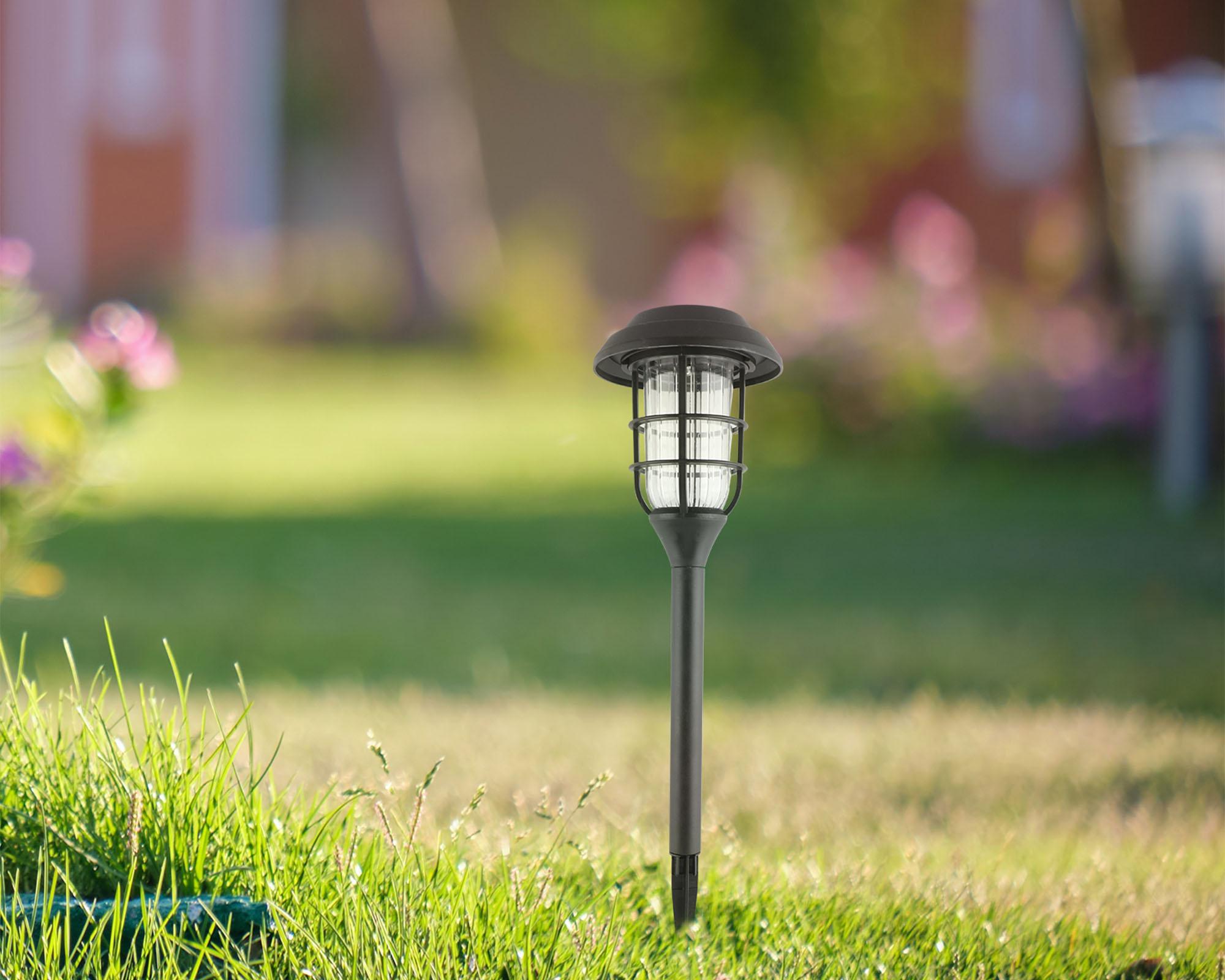 Estaca solar Farol LED con batería recargable negro-2