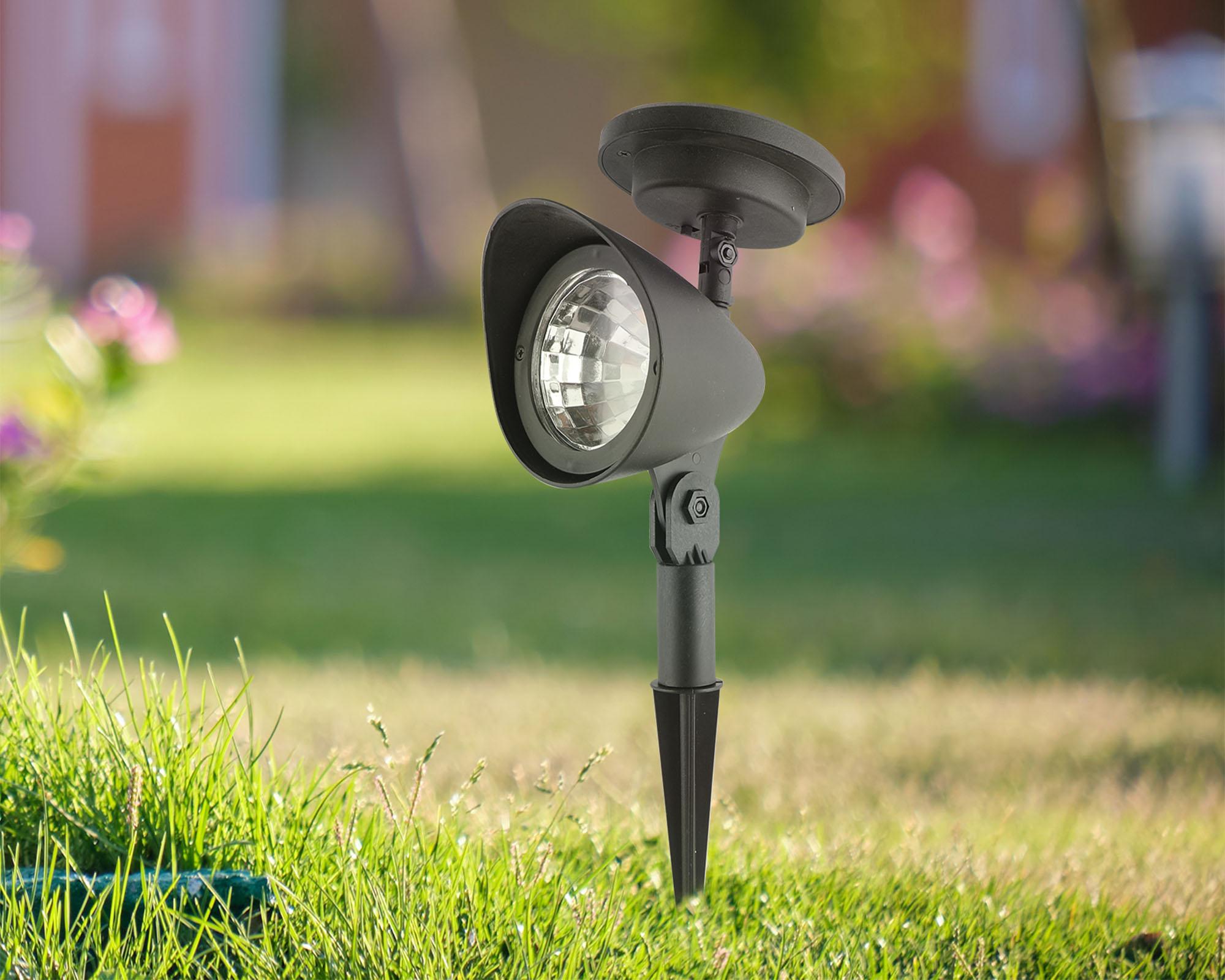 Estaca solar Foco LED 1 luz con batería recargable negro-3