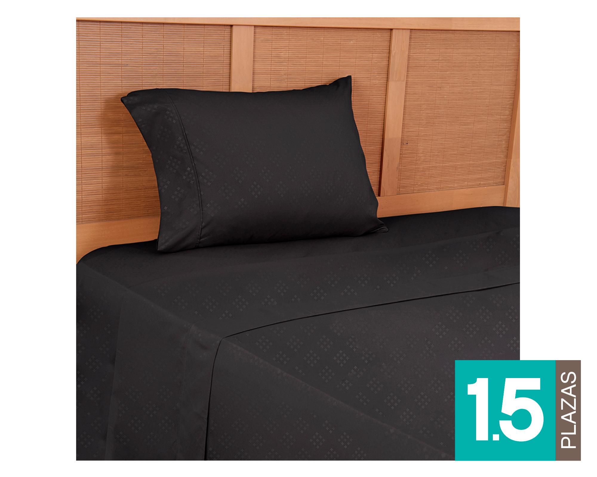 Juego sábanas 1.5 plazas microfibra Mimosa negro-0