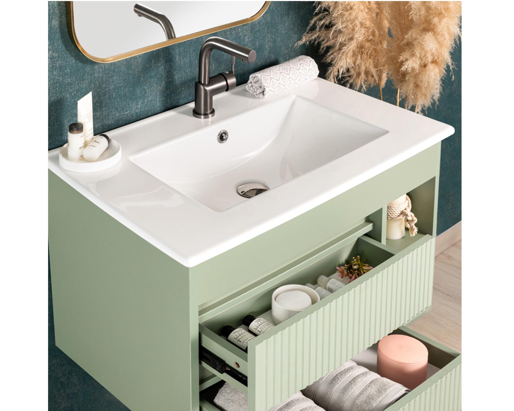 Mueble vanitorio Paris verde texturado + cubierta 61x46.5 cm-3