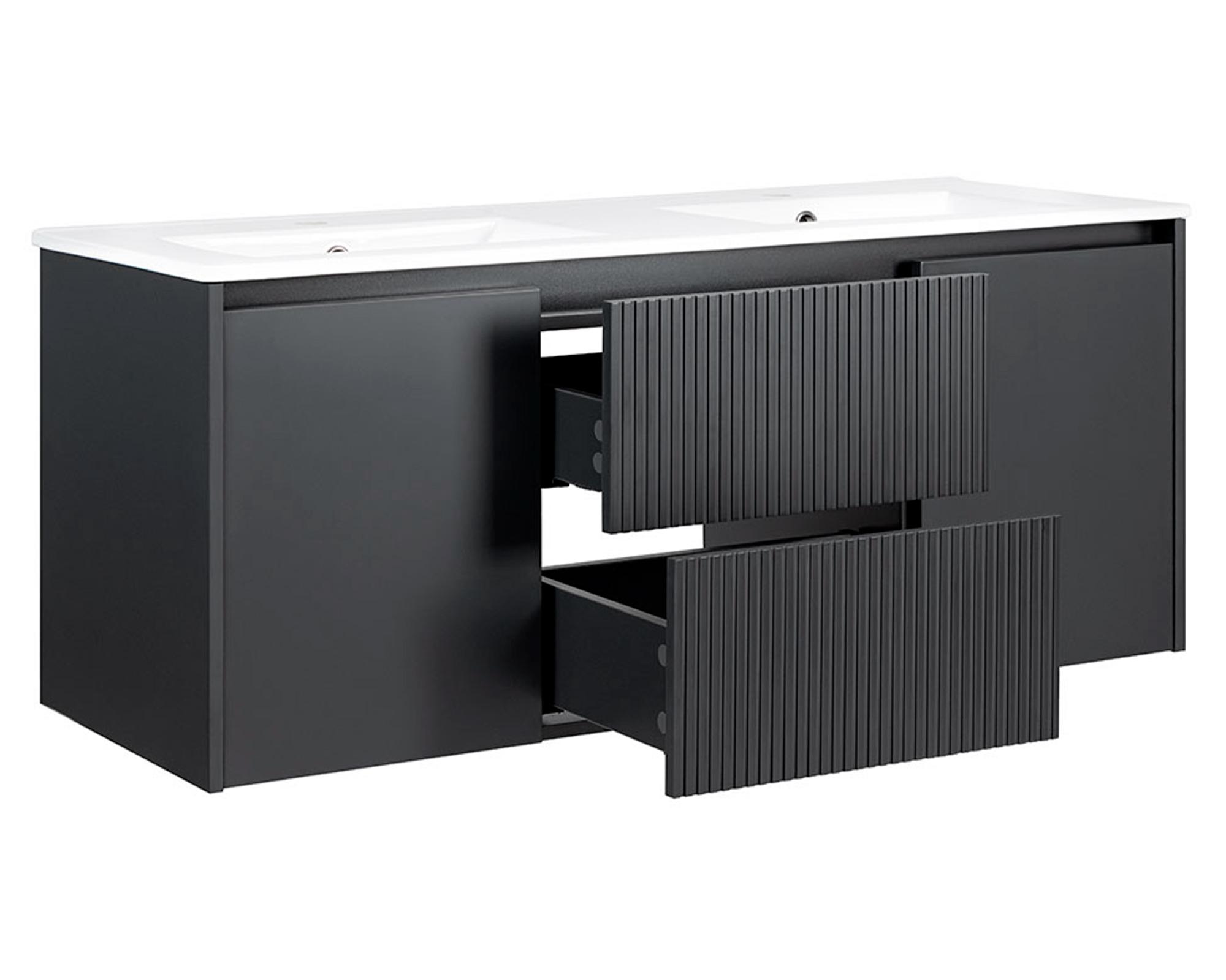 Mueble vanitorio Sophie dark grey texturado + cubierta 121x46.5 cm-2