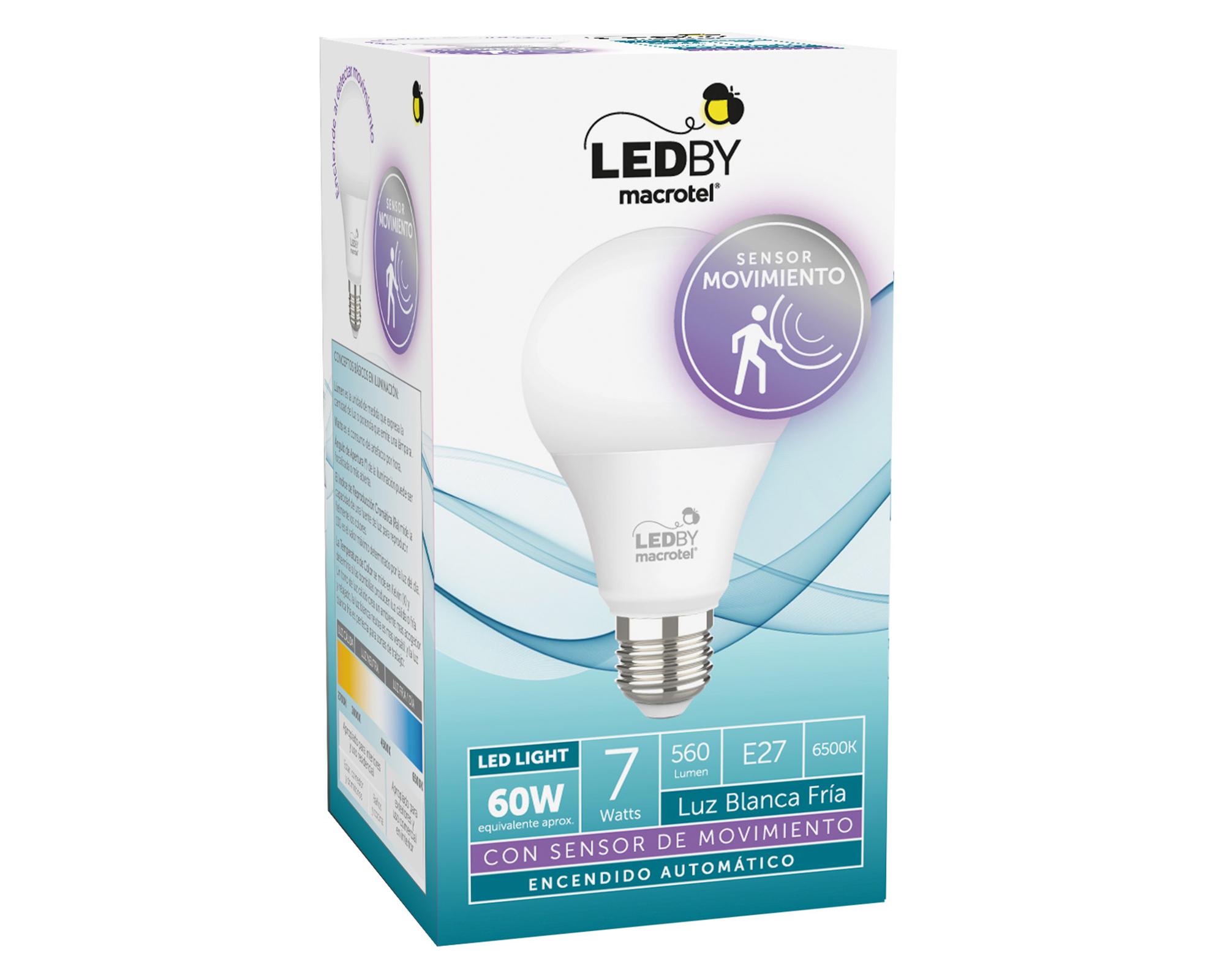 Ampolleta led sensor de movimiento 7 W E27 luz fría LB-A60MS3-2