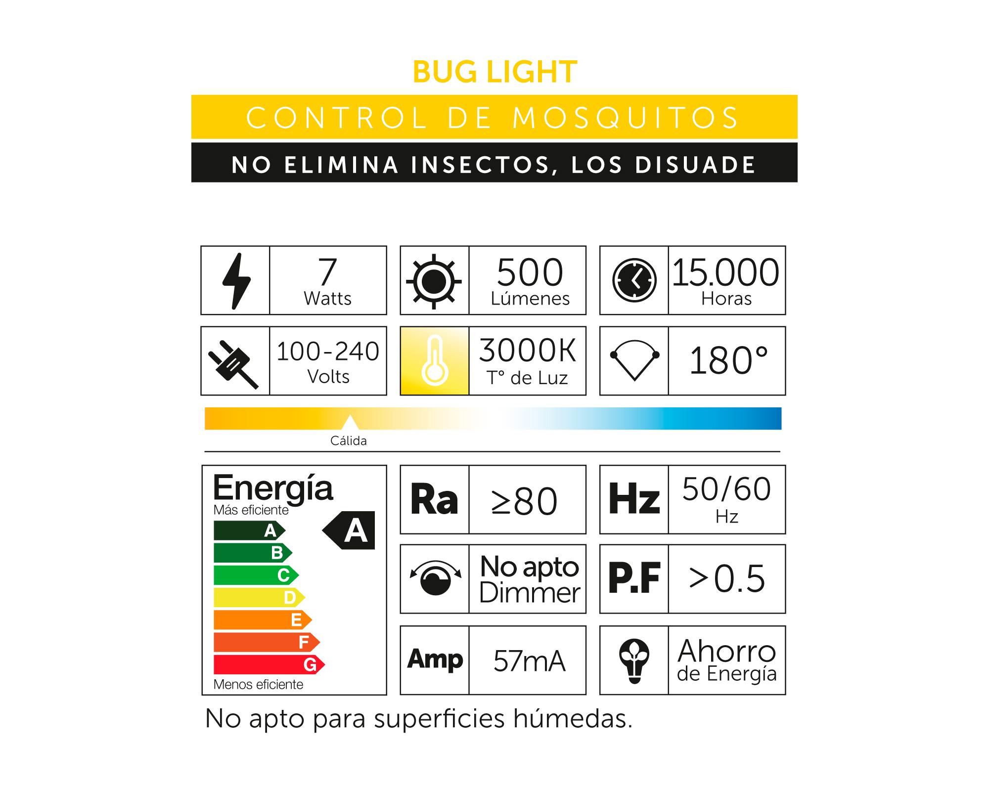 Ampolleta Led 7W E27 luz cálida LB-A60BL4 Anti mosquitos-4
