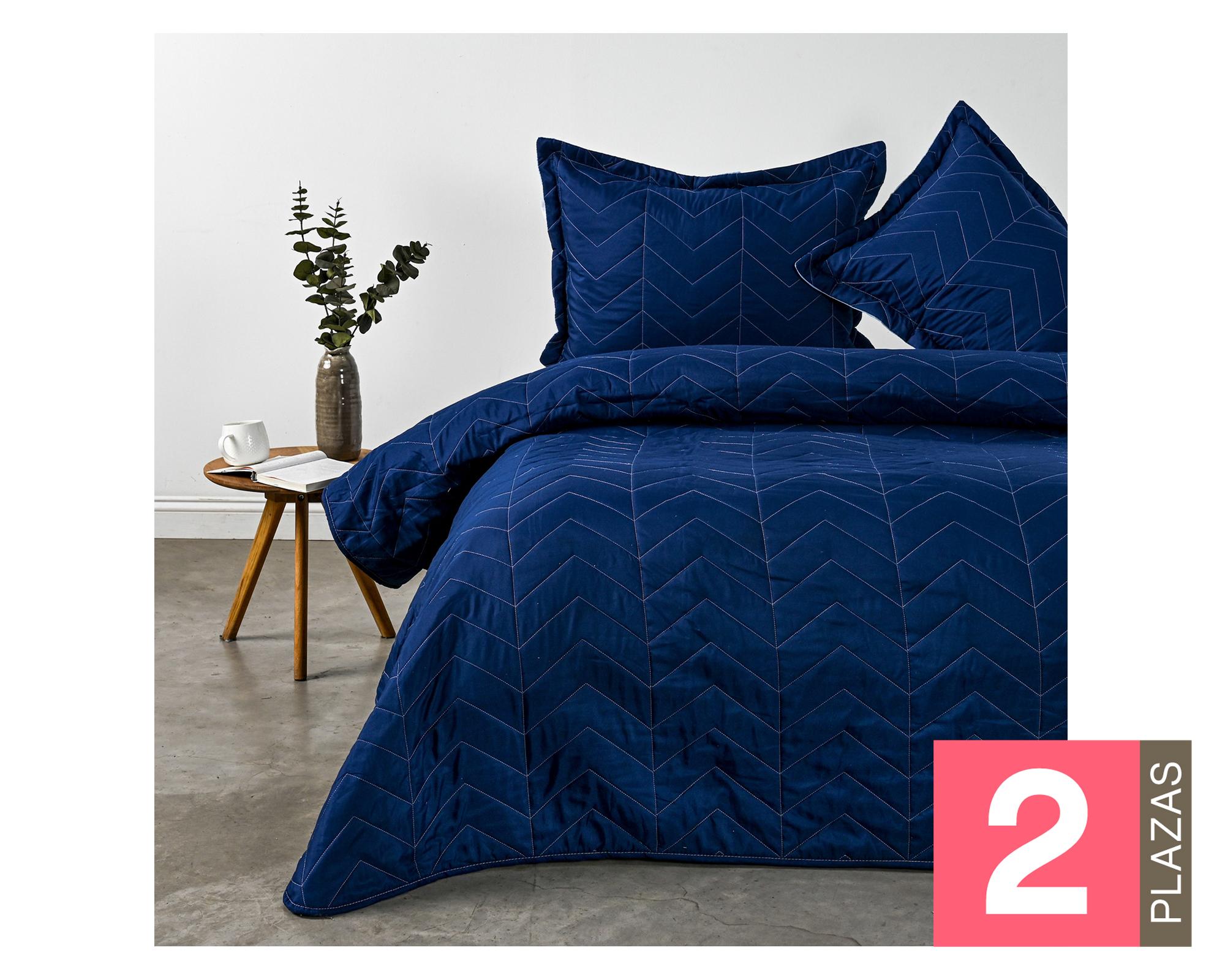 Quilt Bicolor azul/celeste 2 plazas-0