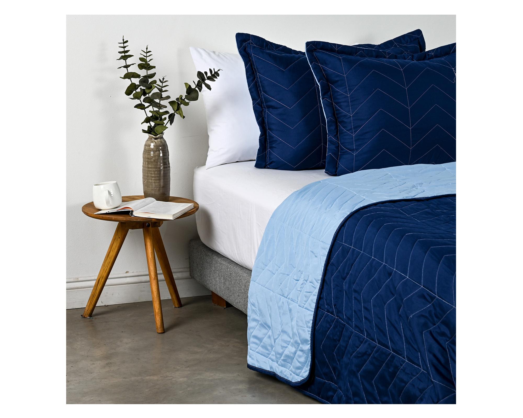 Quilt Bicolor azul/celeste 2 plazas-1