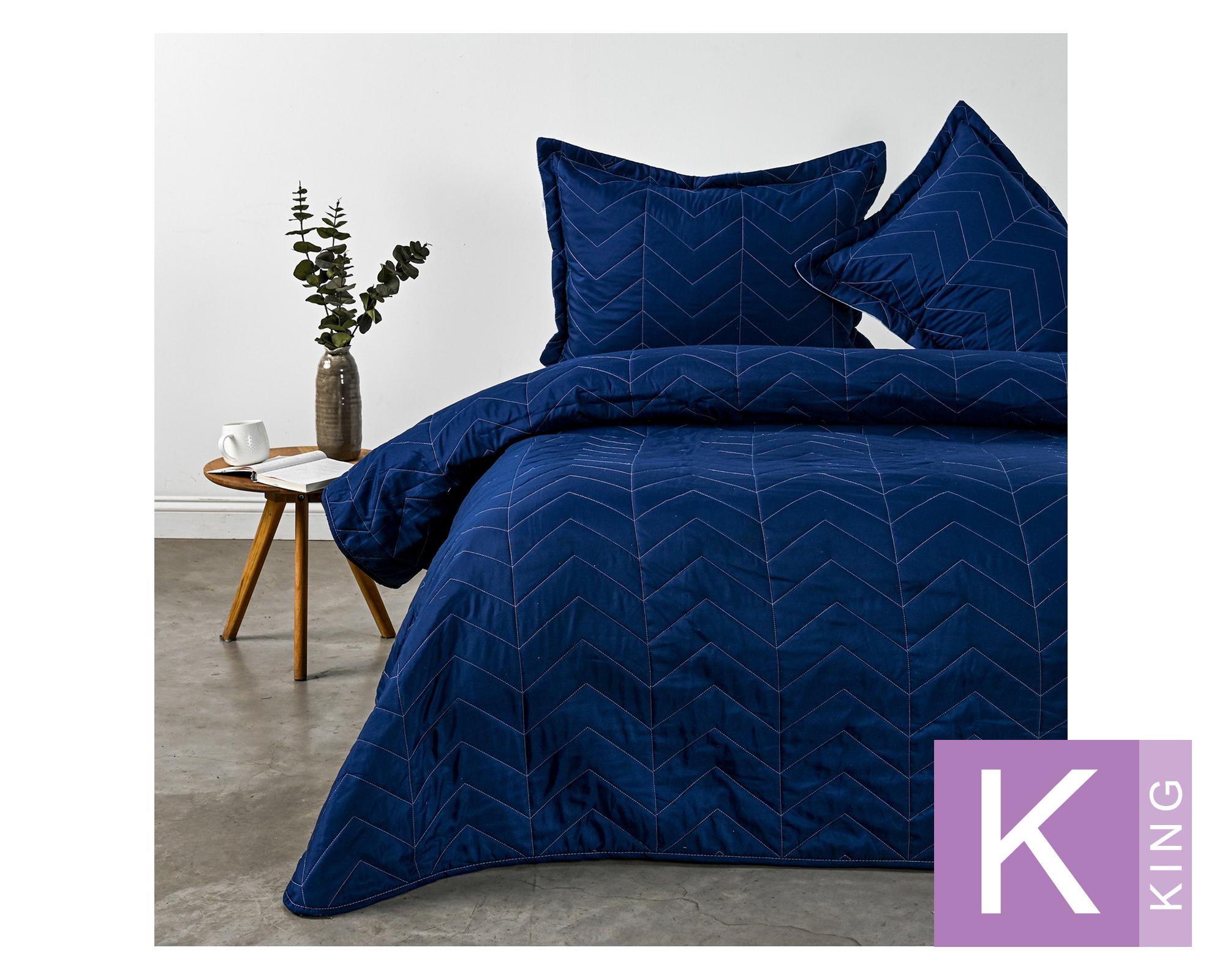 Quilt Bicolor azul/celeste king-0