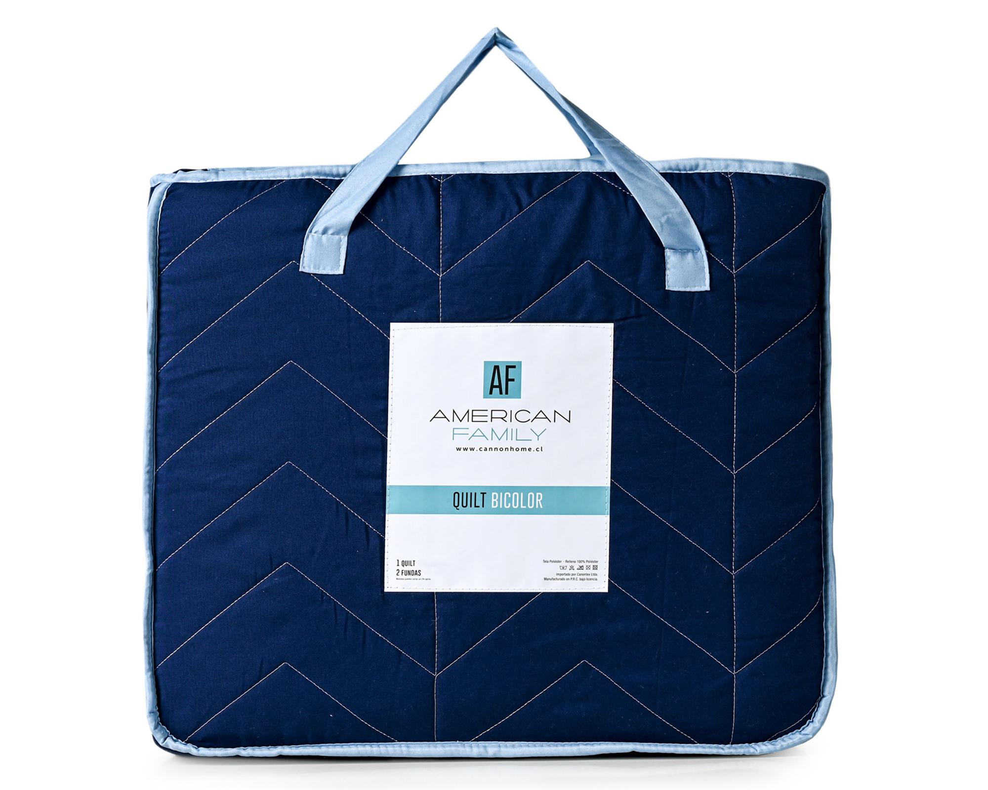 Quilt Bicolor azul/celeste king-4
