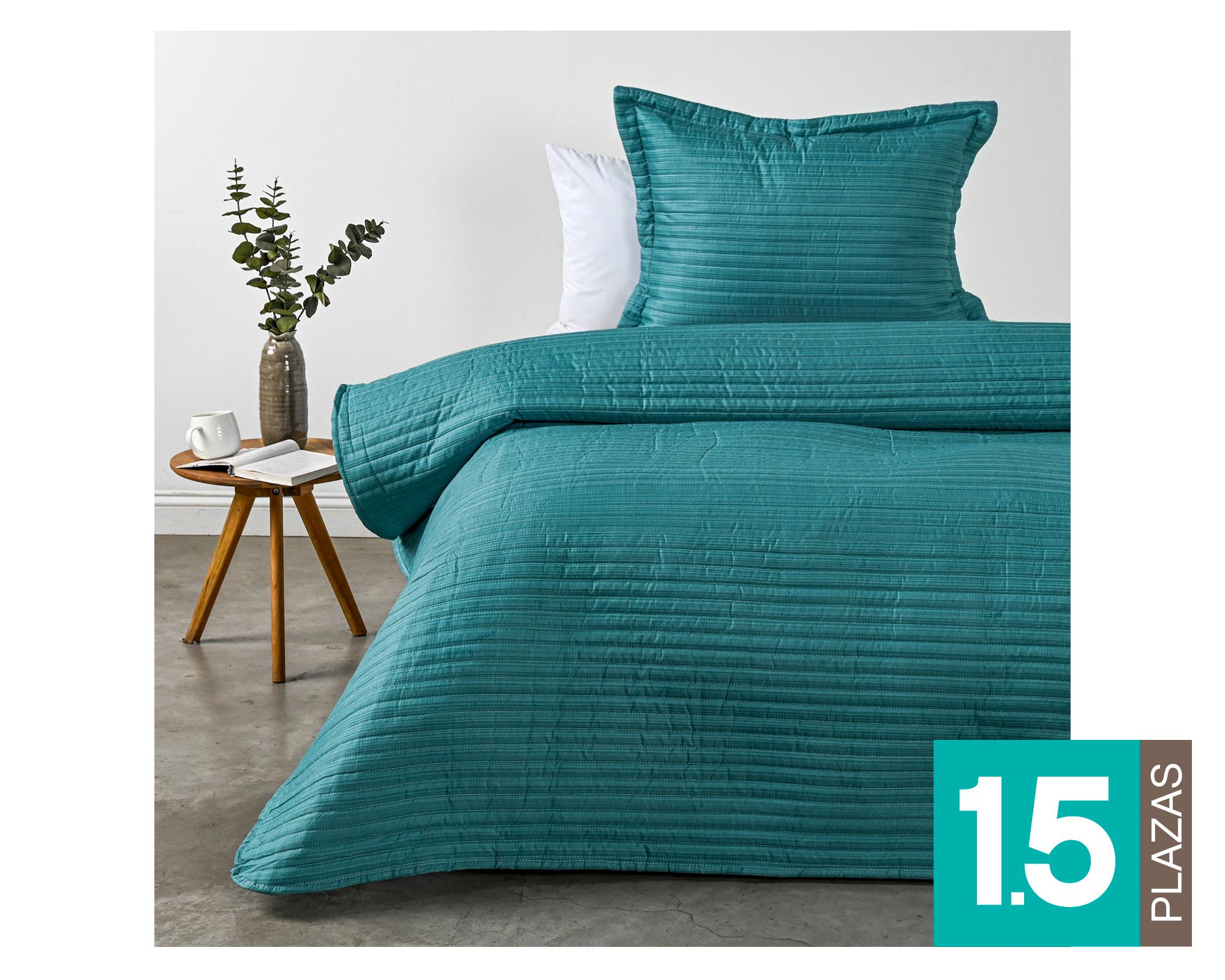 Quilt Trama turquesa 1.5 plazas-0