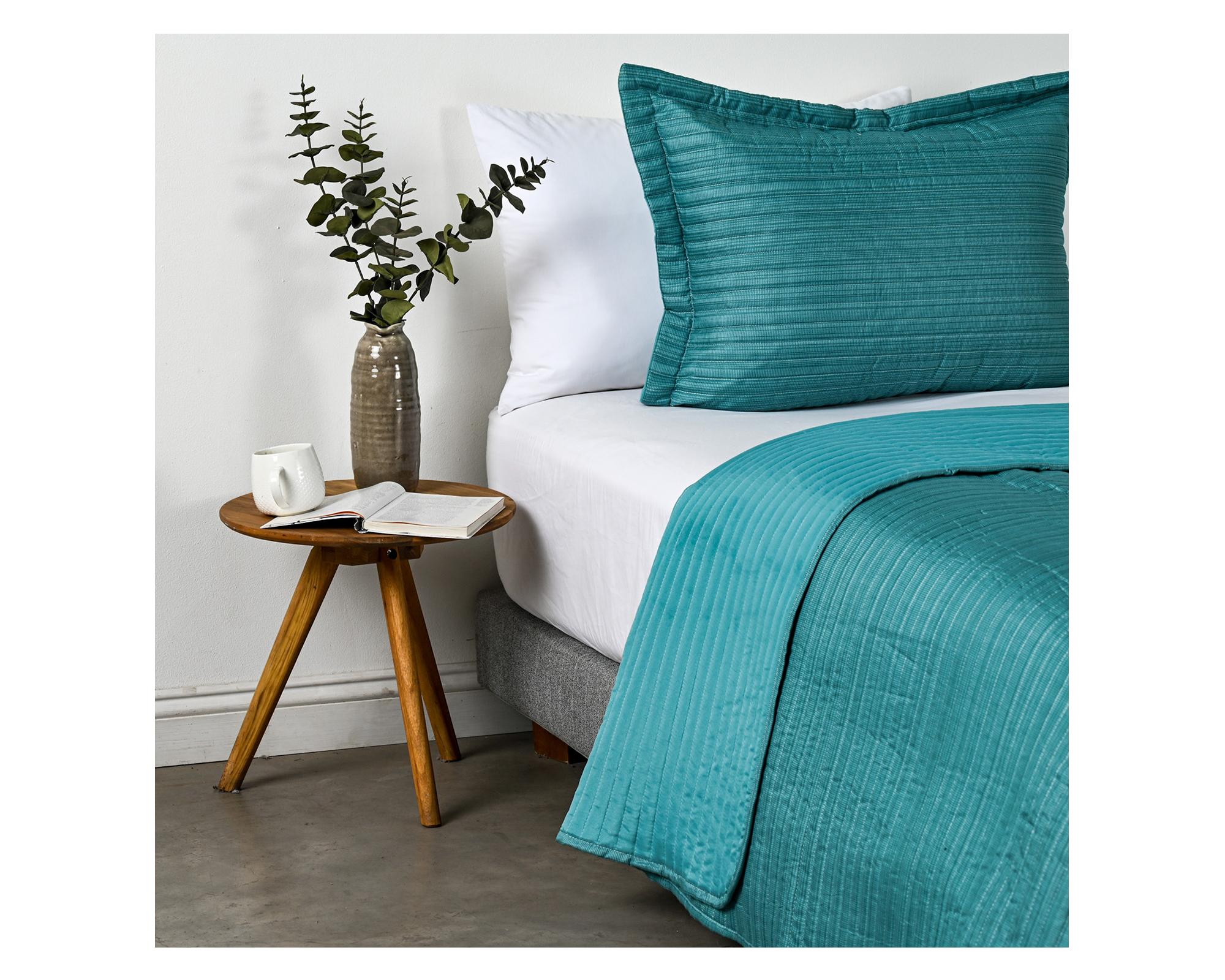 Quilt Trama turquesa 1.5 plazas-1