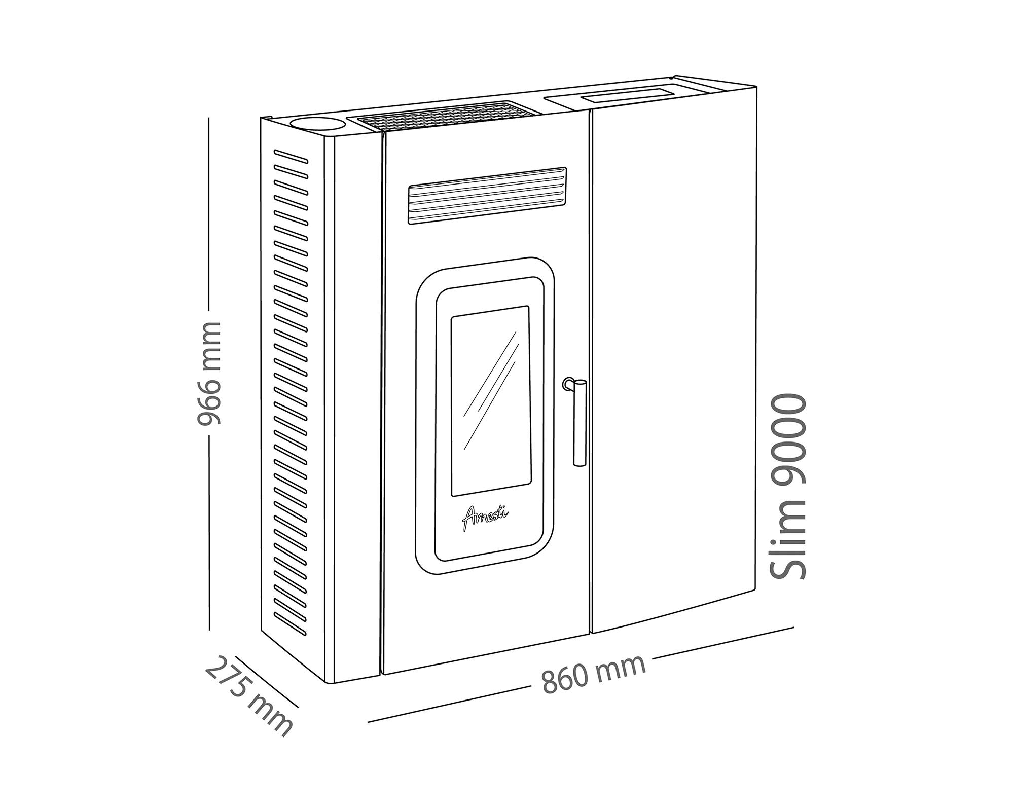 Estufa a pellet Slim 9000 blanco 9.4 kW + kit instalación techo-3