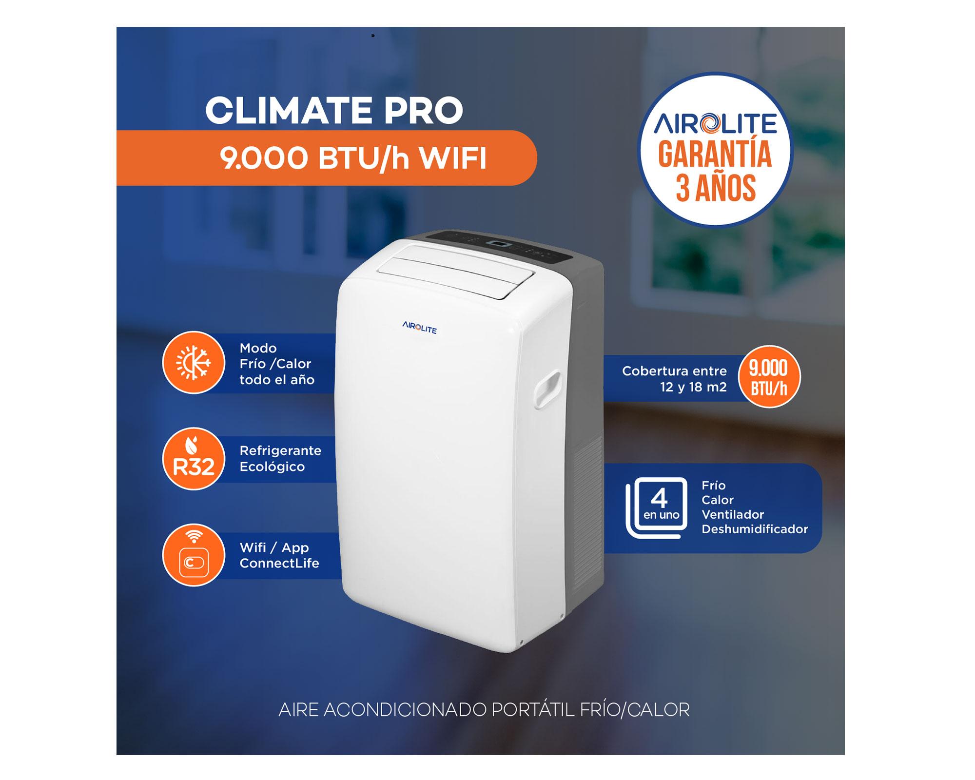 Aire acondicionado portátil Climate Pro 9000 1350W 9000 BTU Wifi-4