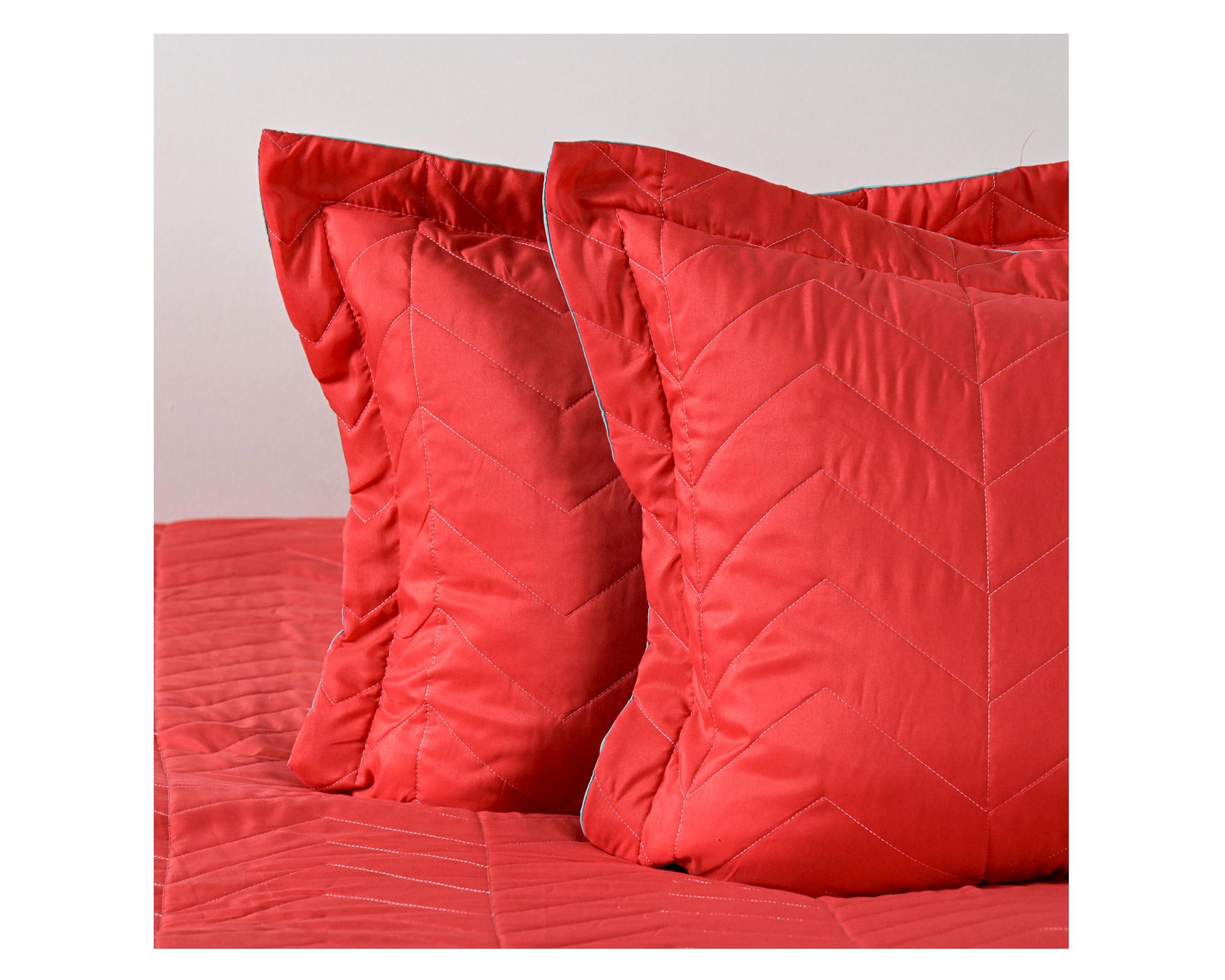 Quilt Bicolor coral/menta 2 plazas-2