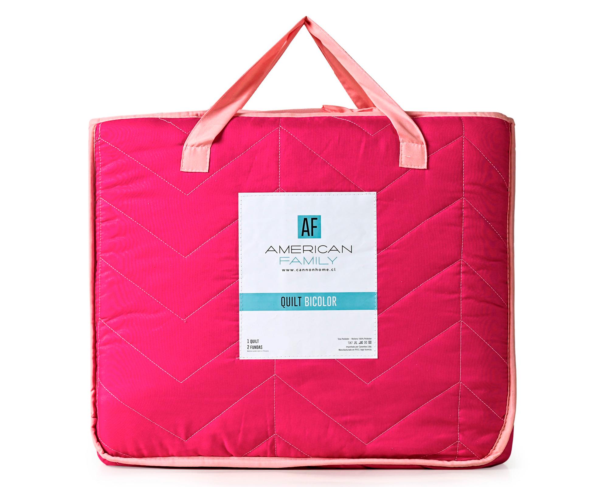 Quilt Bicolor guinda/rosa 2 plazas-4