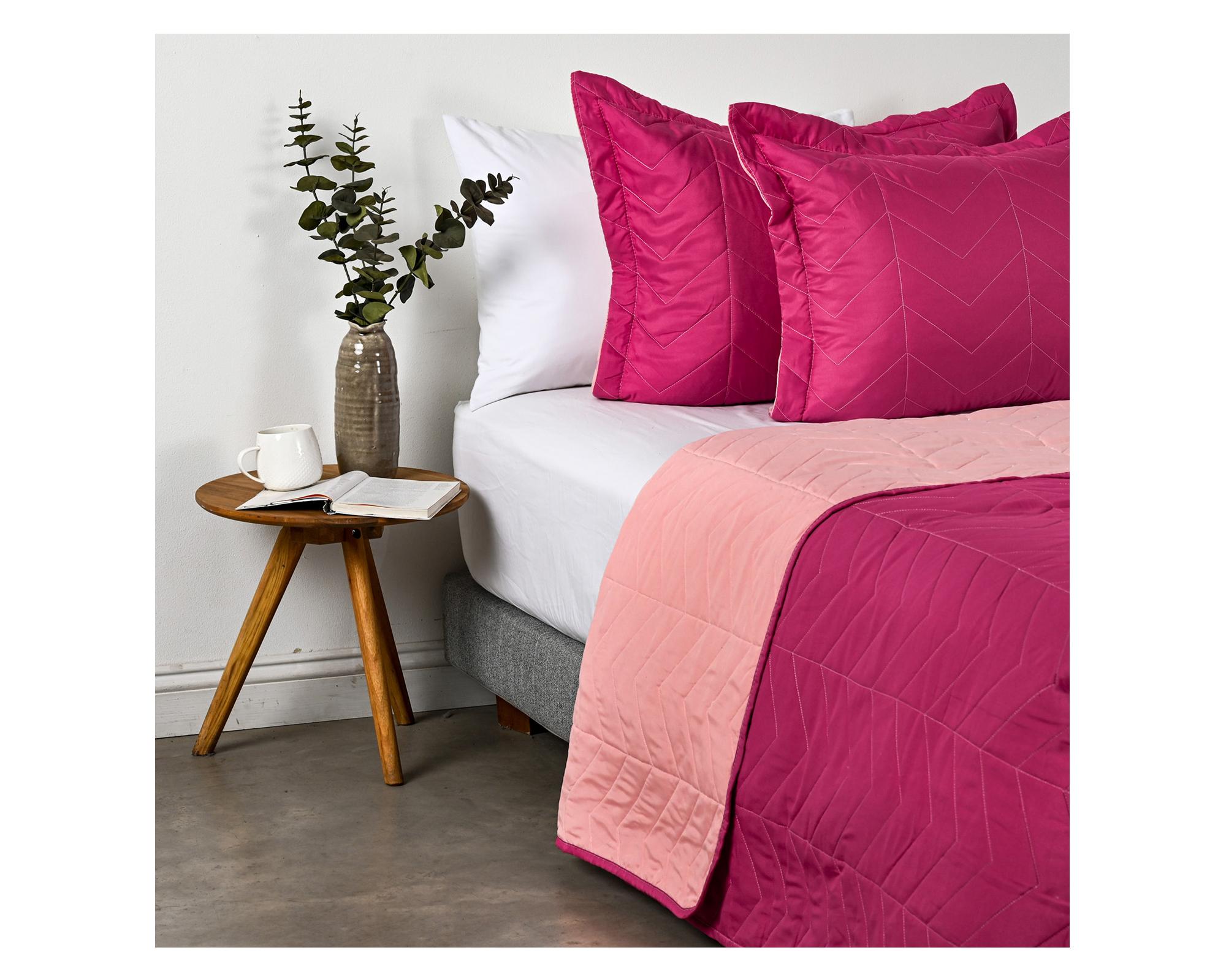Quilt Bicolor guinda/rosa 2 plazas-1