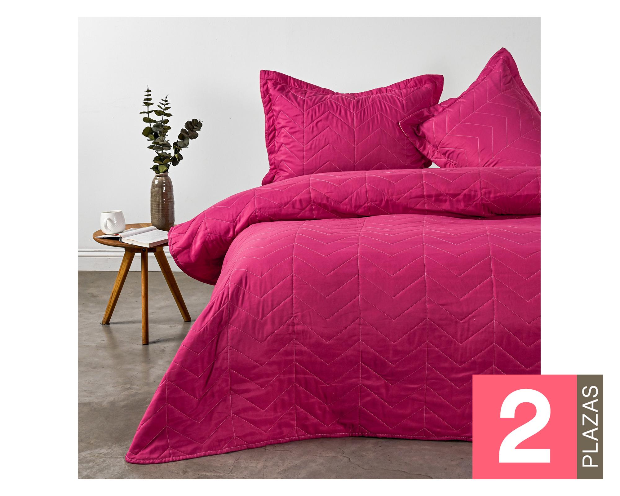 Quilt Bicolor guinda/rosa 2 plazas-0