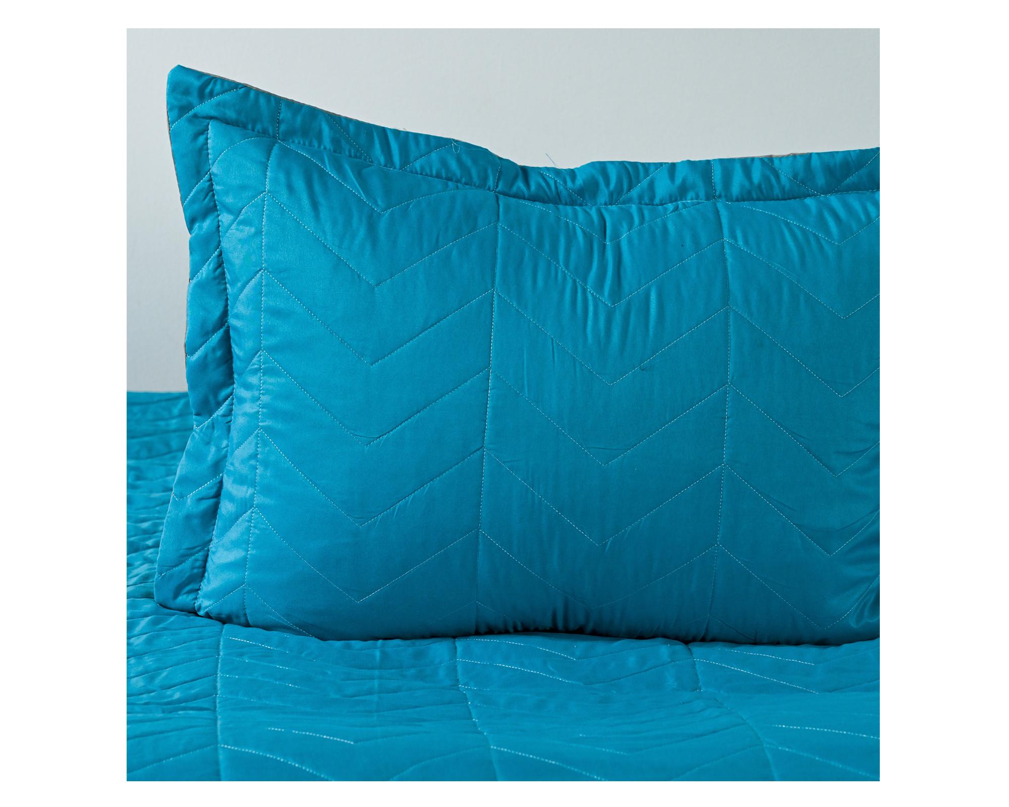Quilt Bicolor turquesa/gris 1.5 plazas-2