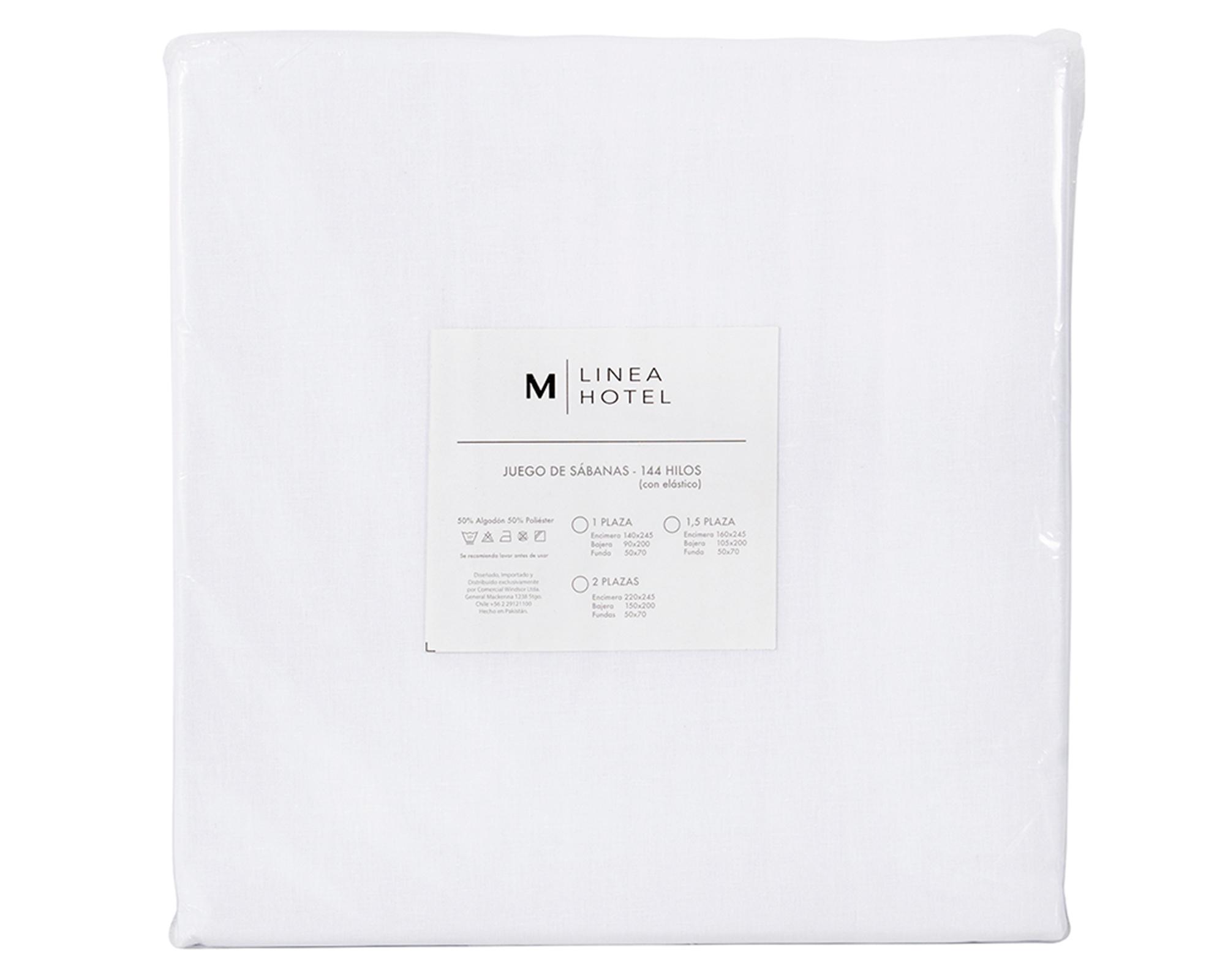 Juego sábanas 2 plazas 144H Hotel blanco-2