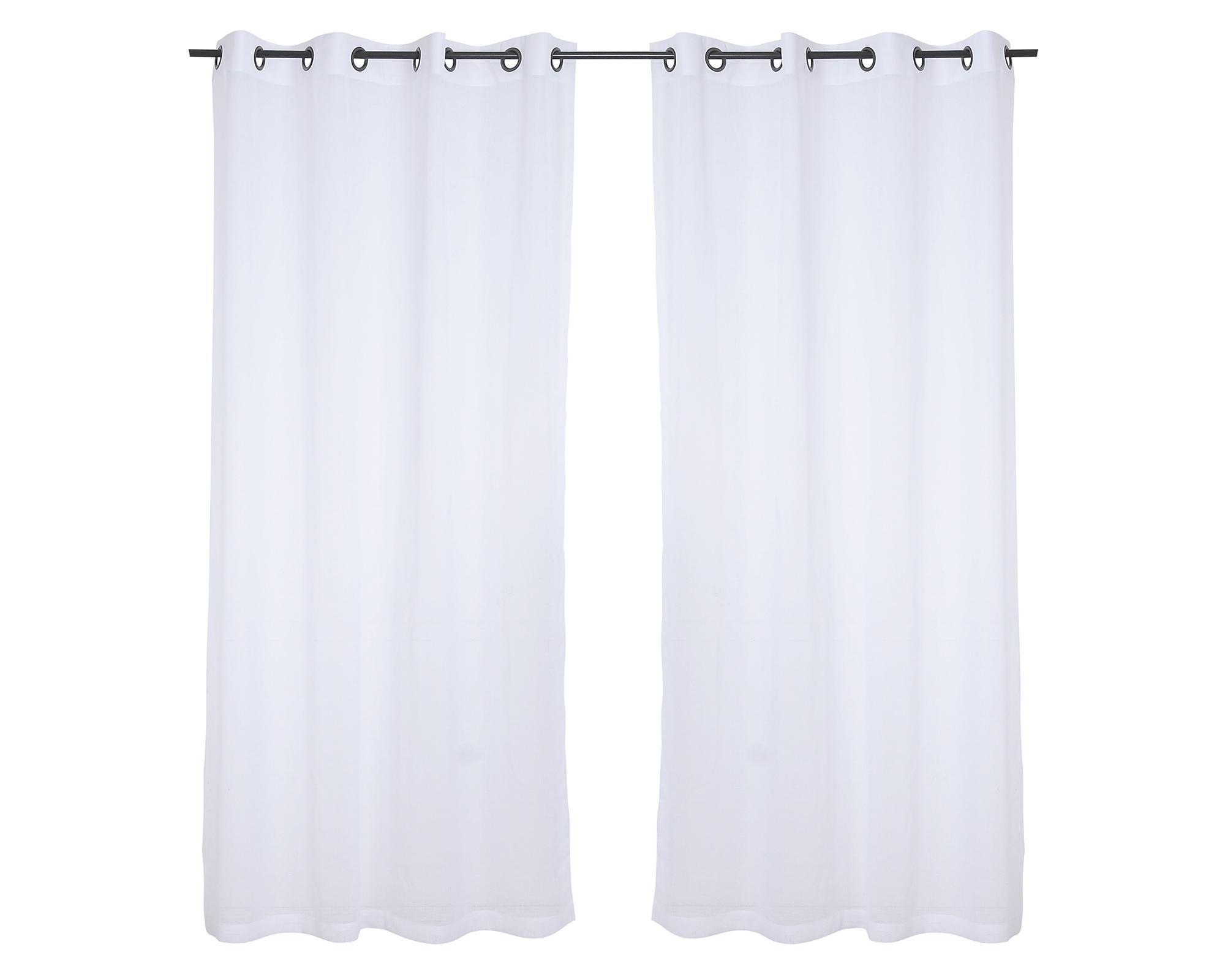 Set cortinas velo lino argolla 140x220 cm blanco-0