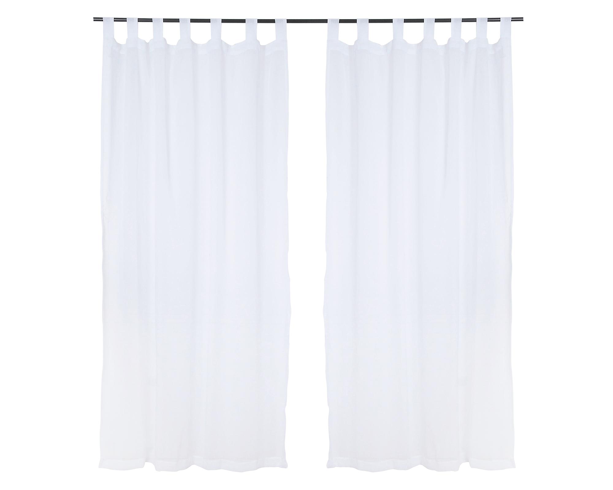 Set cortinas velo lino presilla 140x220 cm blanco-0