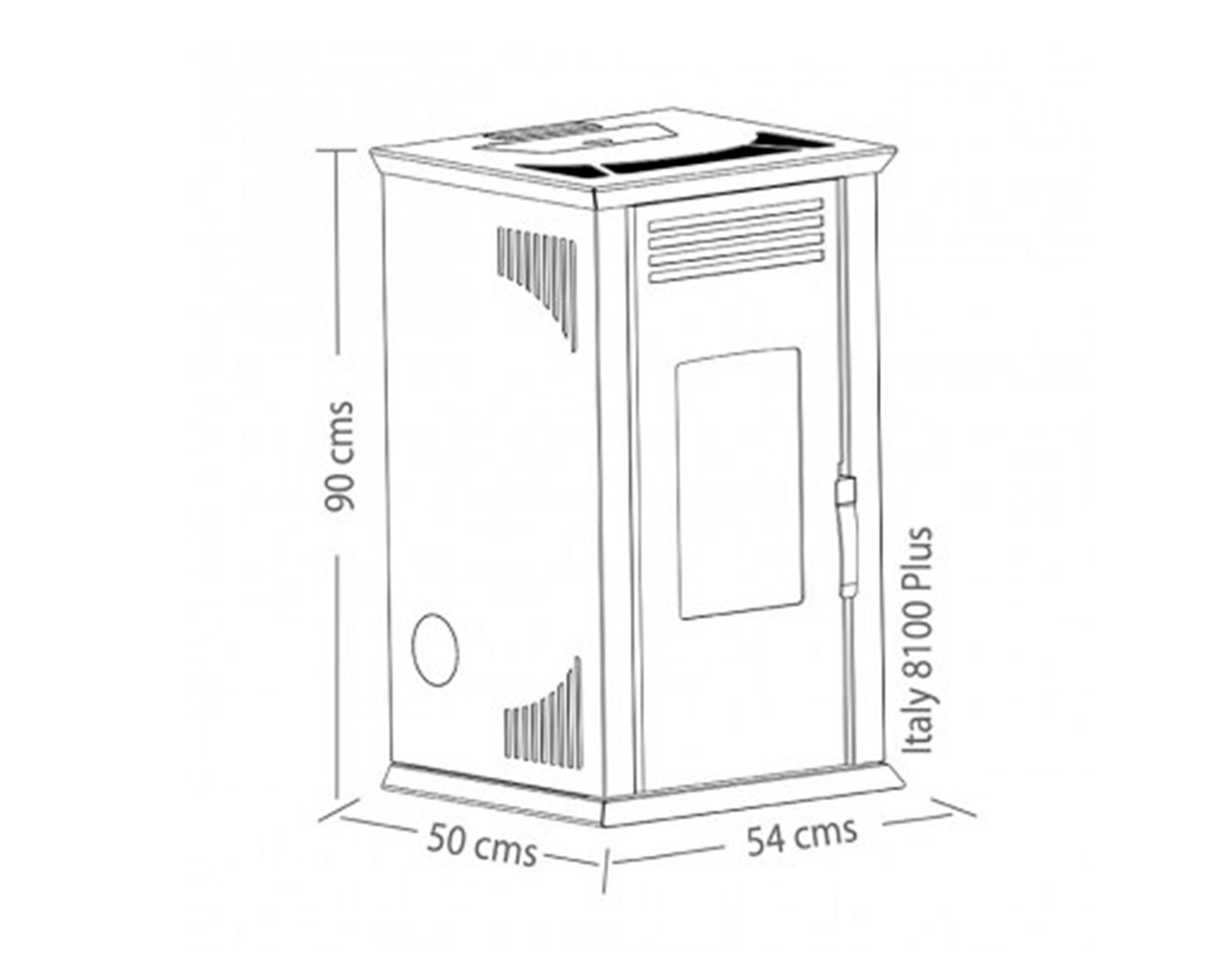 Estufa a pellet Italy 8100 Plus rojo 9.2 kW + kit instalación muro-3