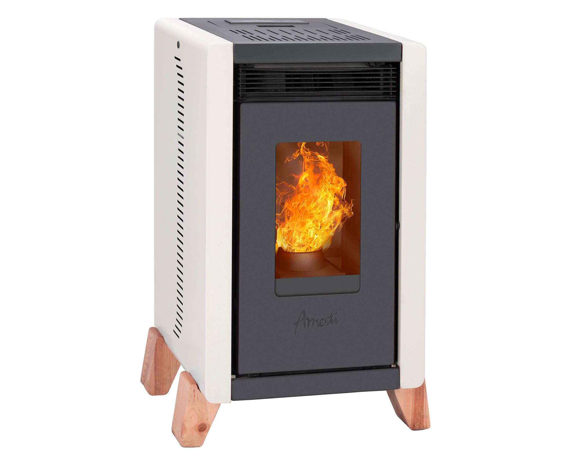 Estufa a pellet Bambú 6000 blanco 6.4 kW + kit instalación techo-1