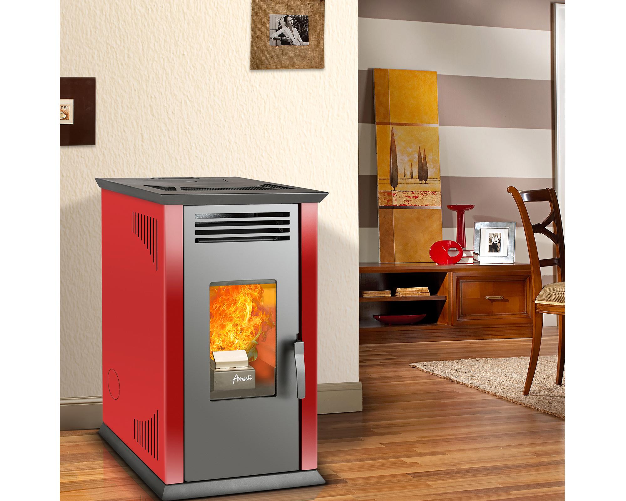 Estufa a pellets Italy 8100 9.2 kW rojo-2