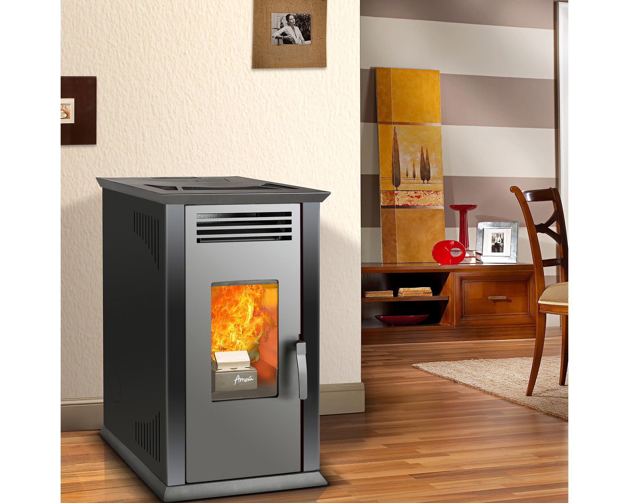 Estufa a pellet Italy 8100 Plus negro 9.2 kW + kit instalación techo-2