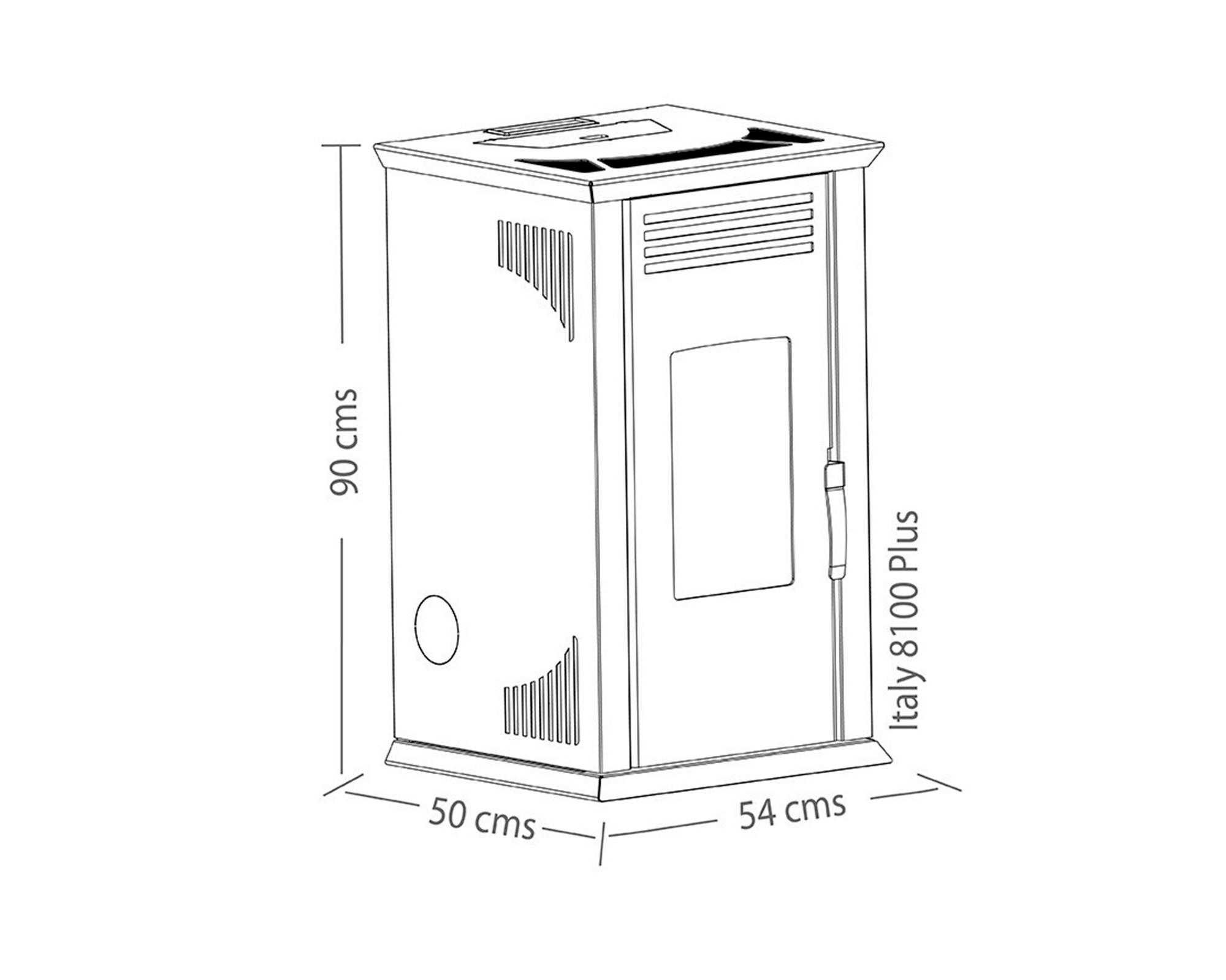 Estufa a pellet Italy 8100 Plus negro 9.2 kW + kit instalación techo-3