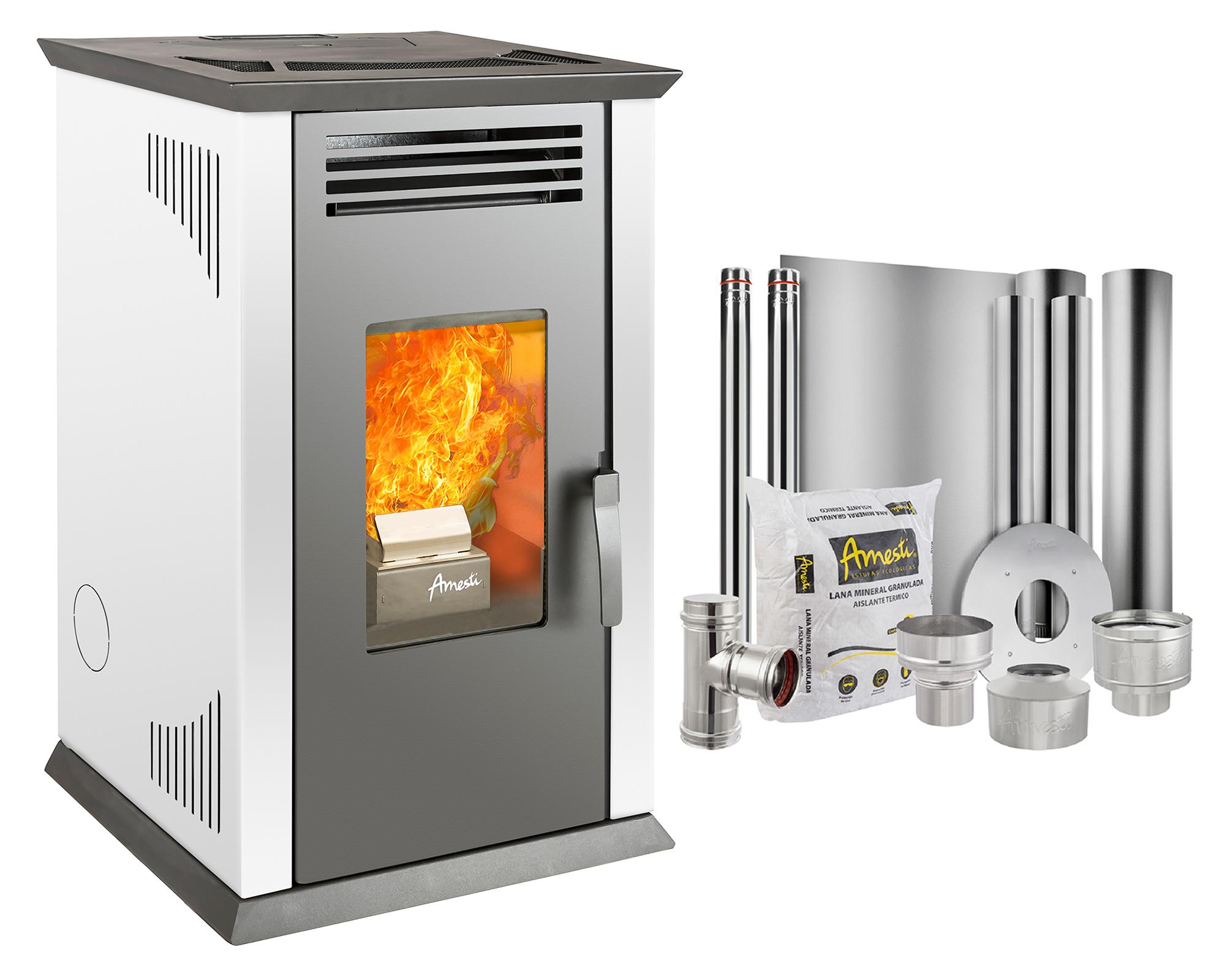 Estufa a pellet Italy 8100 Plus blanco 9.2 kW + kit instalación techo-1