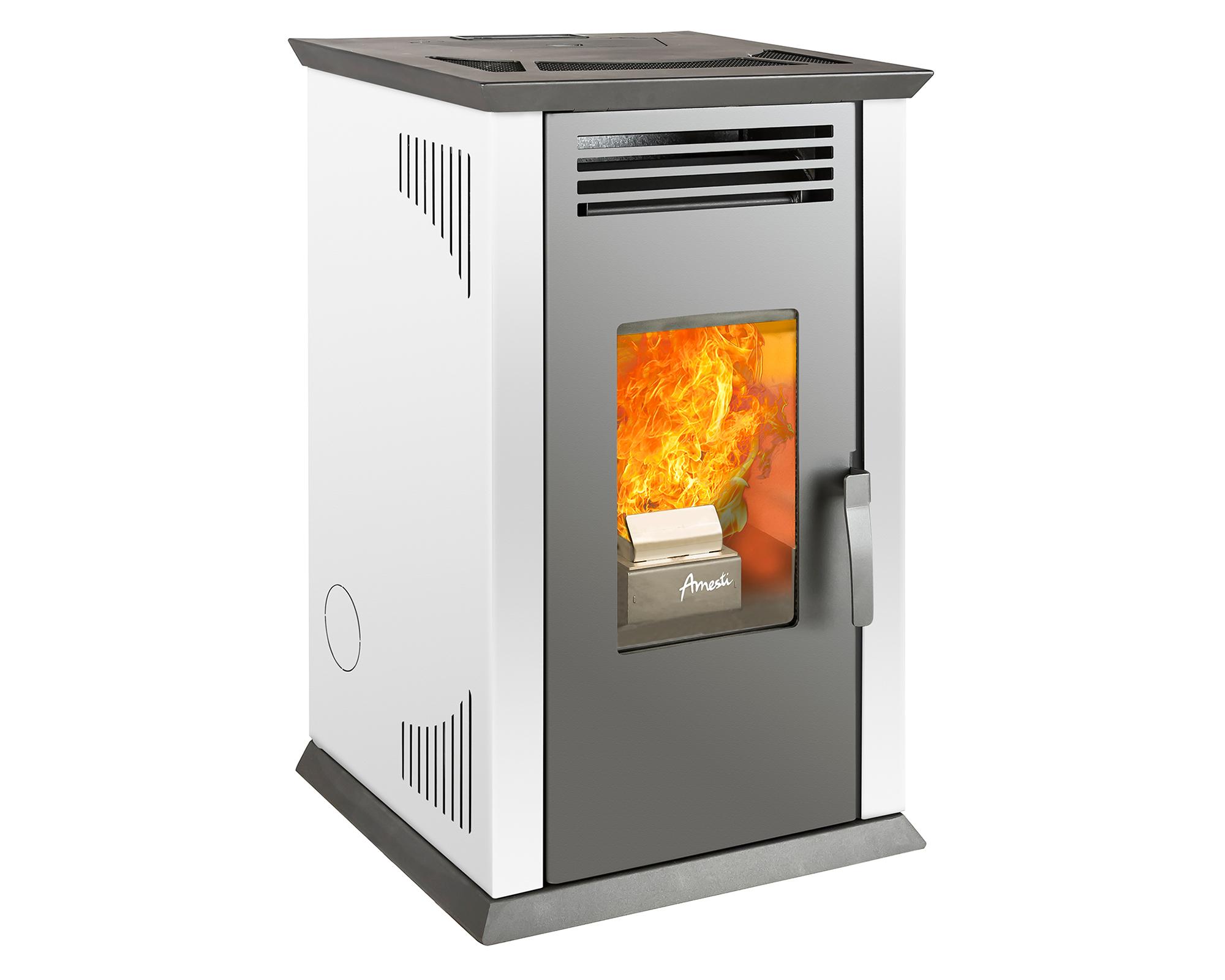 Estufa a pellet Italy 8100 Plus blanco 9.2 kW + kit instalación techo-0