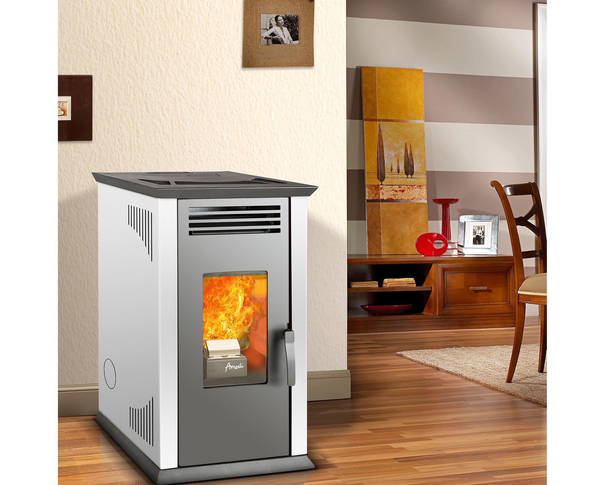 Estufa a pellet Italy 8100 Plus blanco 9.2 kW + kit instalación techo-2