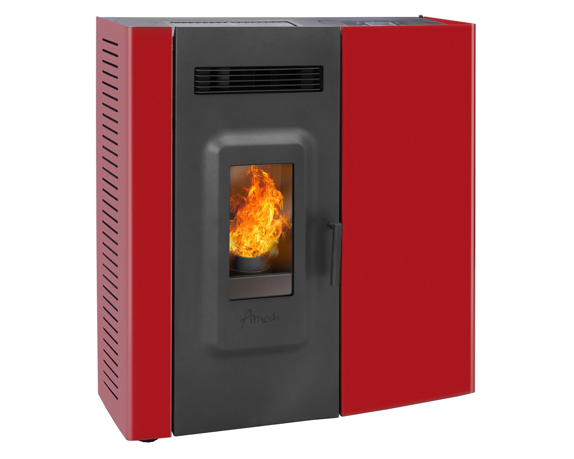 Estufa a pellet Slim 9000 rojo 9.4 kW + kit instalación techo-1