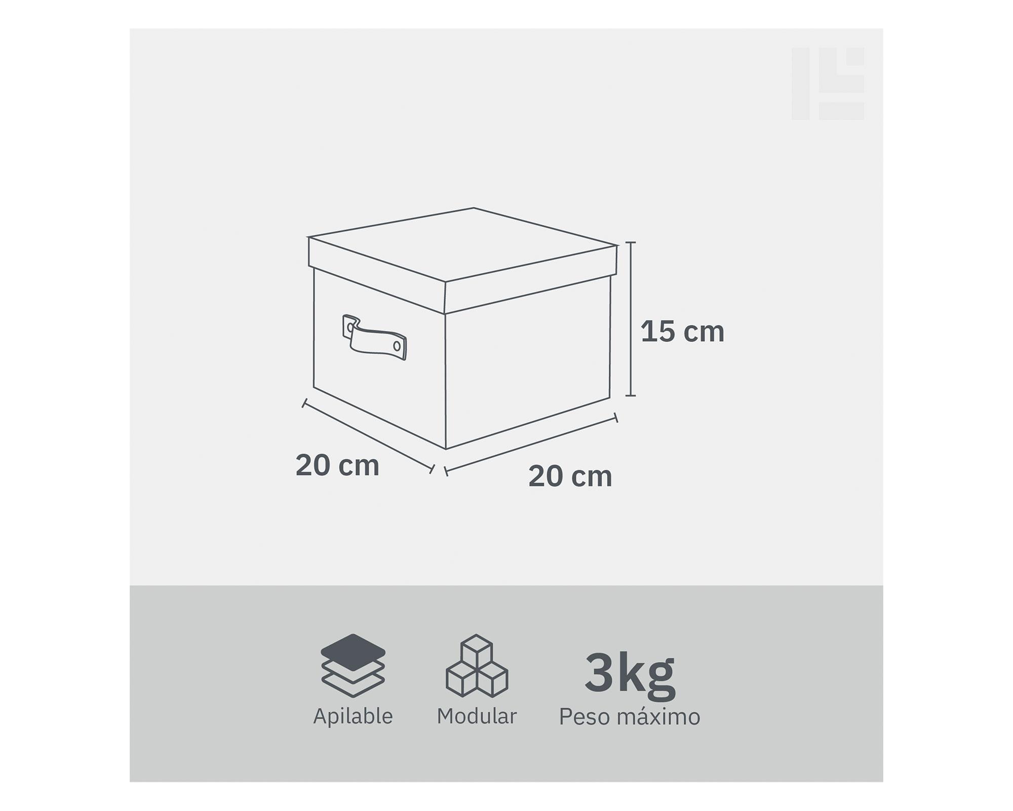 Caja rígida S con asa cuero 15x20x20 cm-3