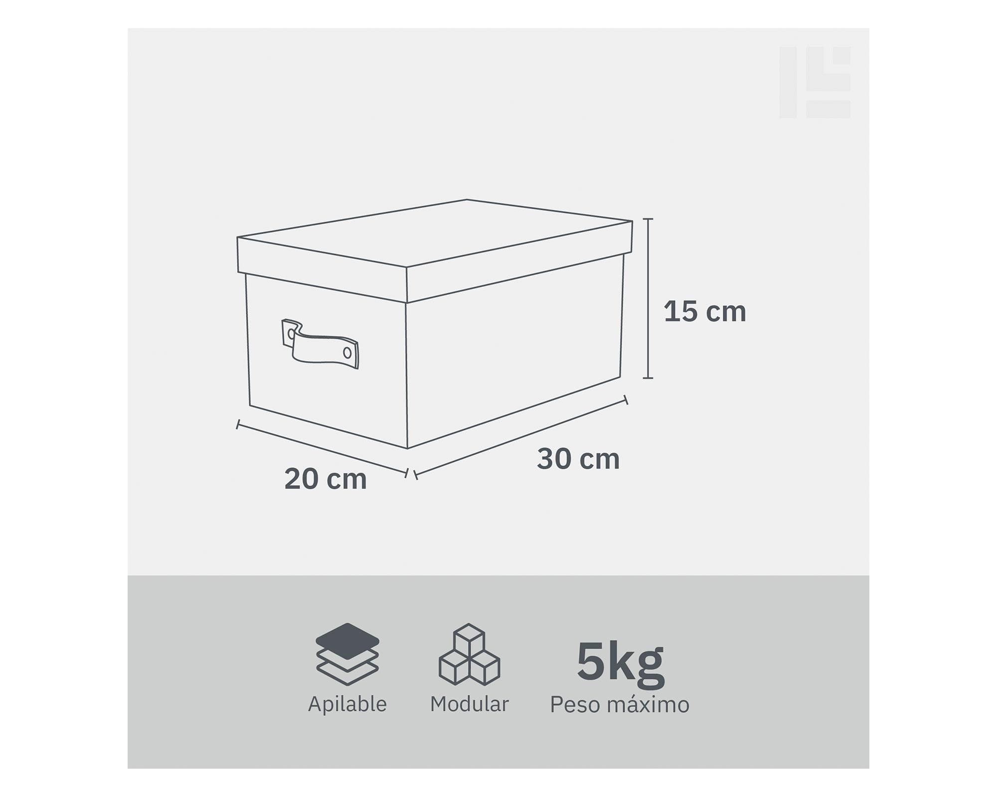 Caja rígida M con asa cuero 15x20x30 cm-4