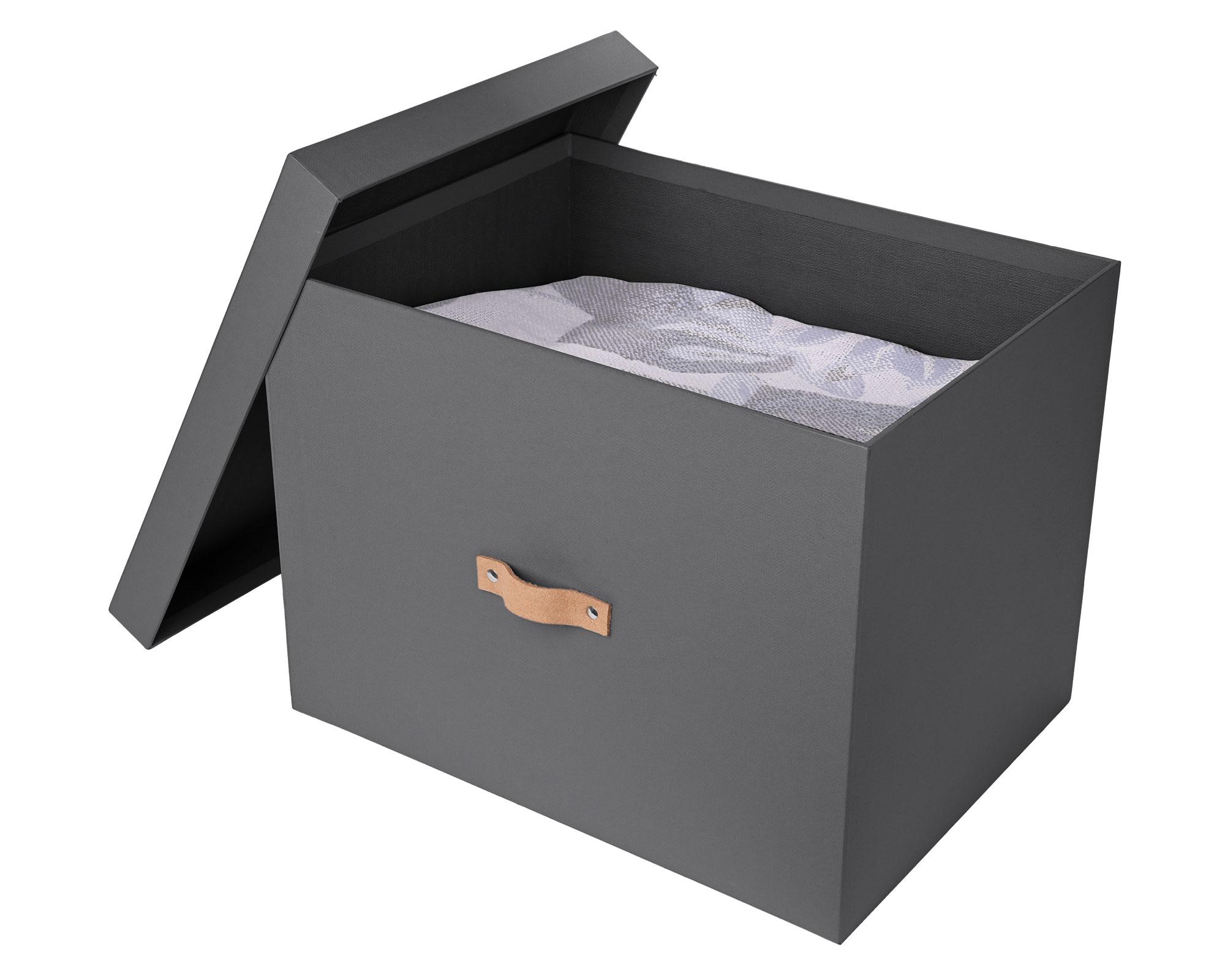 Caja rígida L con asa cuero 30x40x30 cm-1