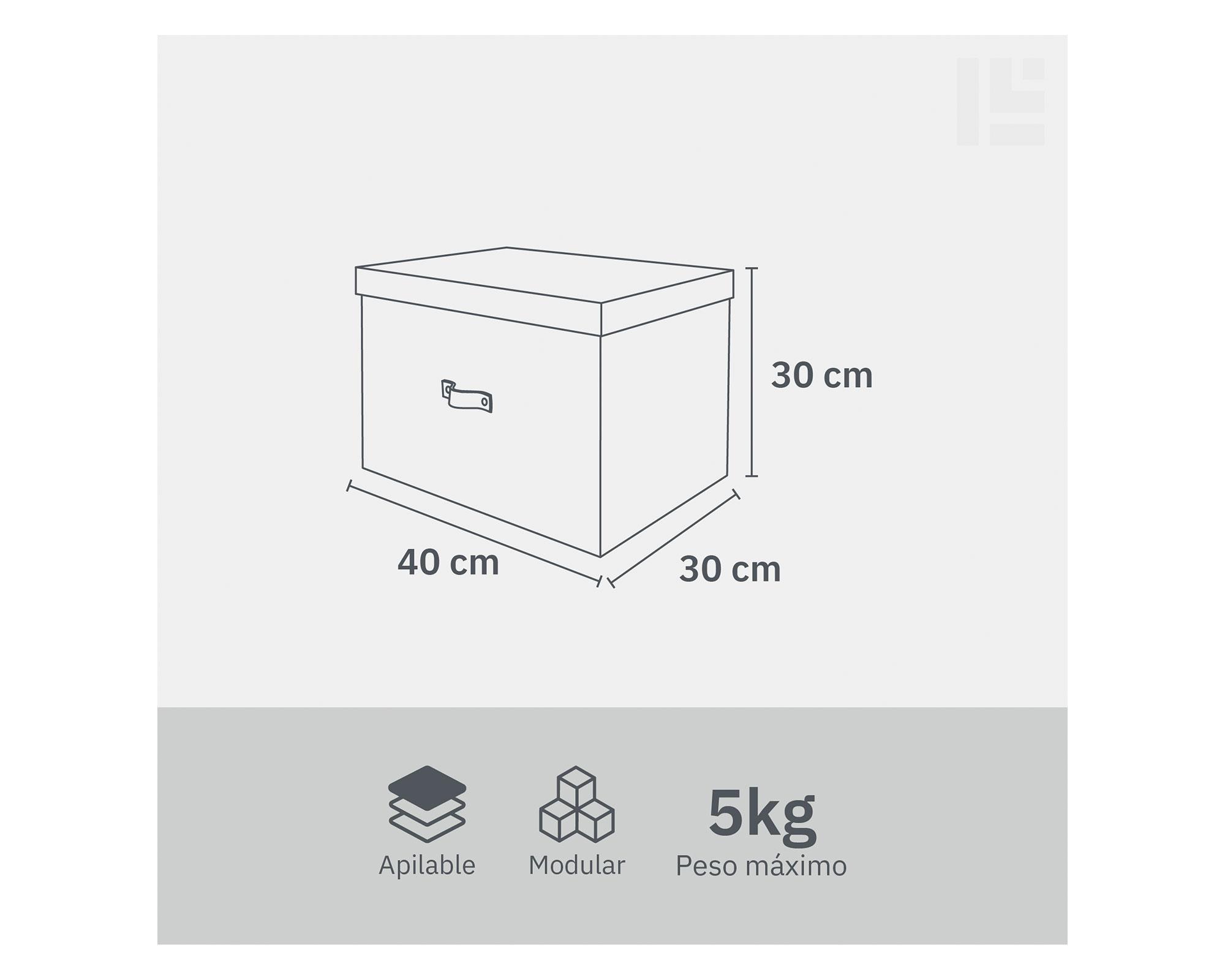 Caja rígida L con asa cuero 30x40x30 cm-3